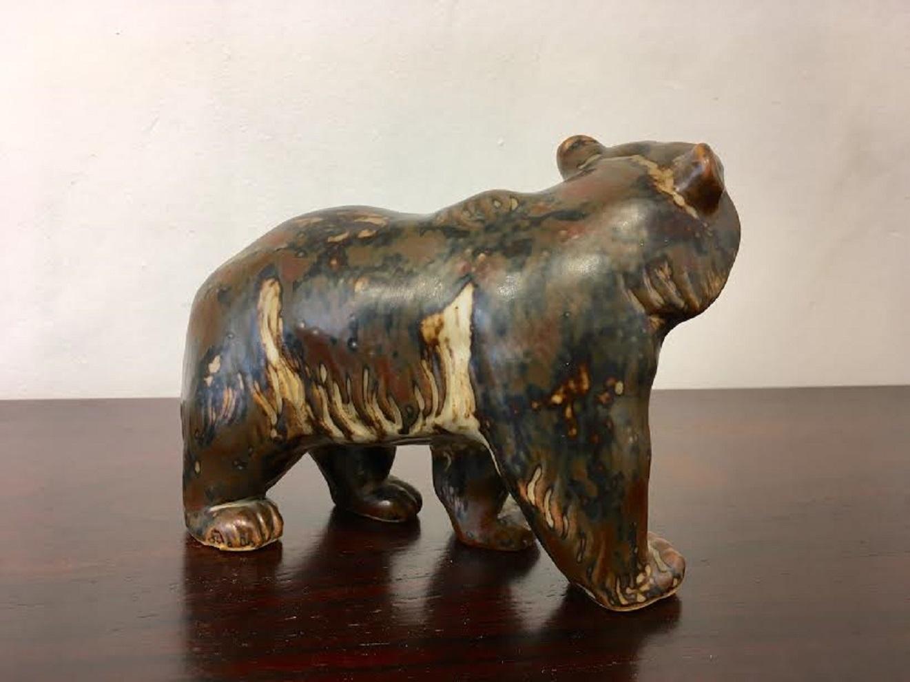 Bear in Ceramic by Knud Kyhn, 1950 In Good Condition In Brussels, BE