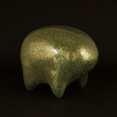 Bear in Gold, Green of the Neo Habitat Sculptural Object By Caspi Ceramics NL