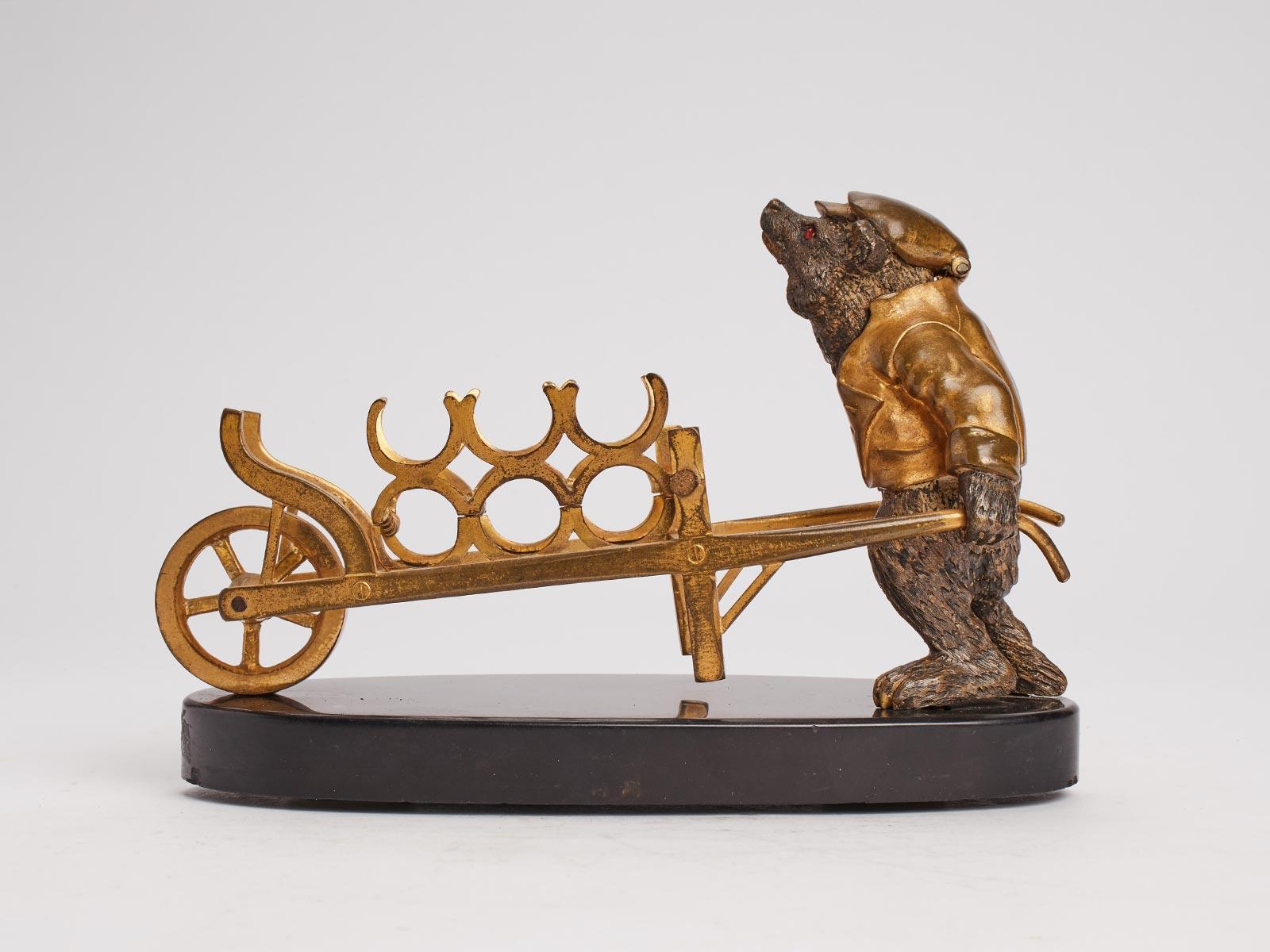 Late 19th Century Bear Inkwell and Fountain Pen Holder, Russia, 1880