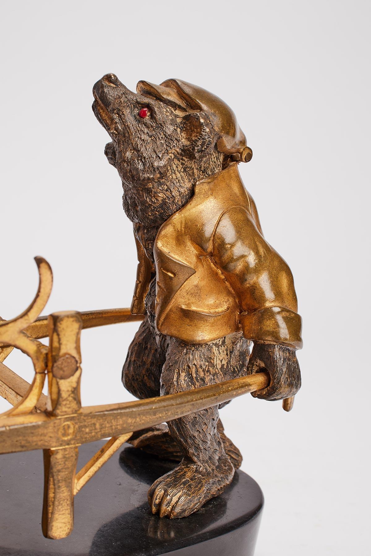 Bronze Bear Inkwell and Fountain Pen Holder, Russia, 1880