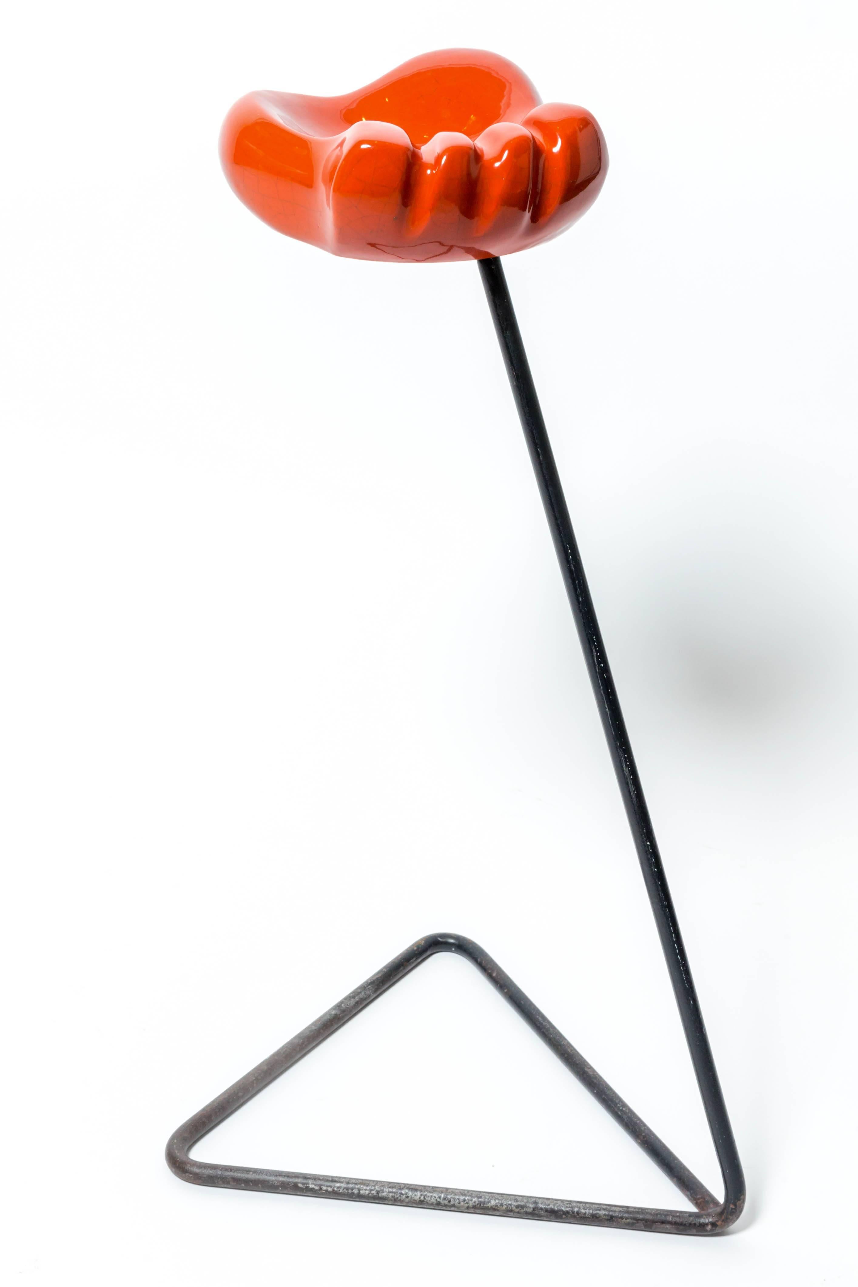 Cendrier en céramique rouge 