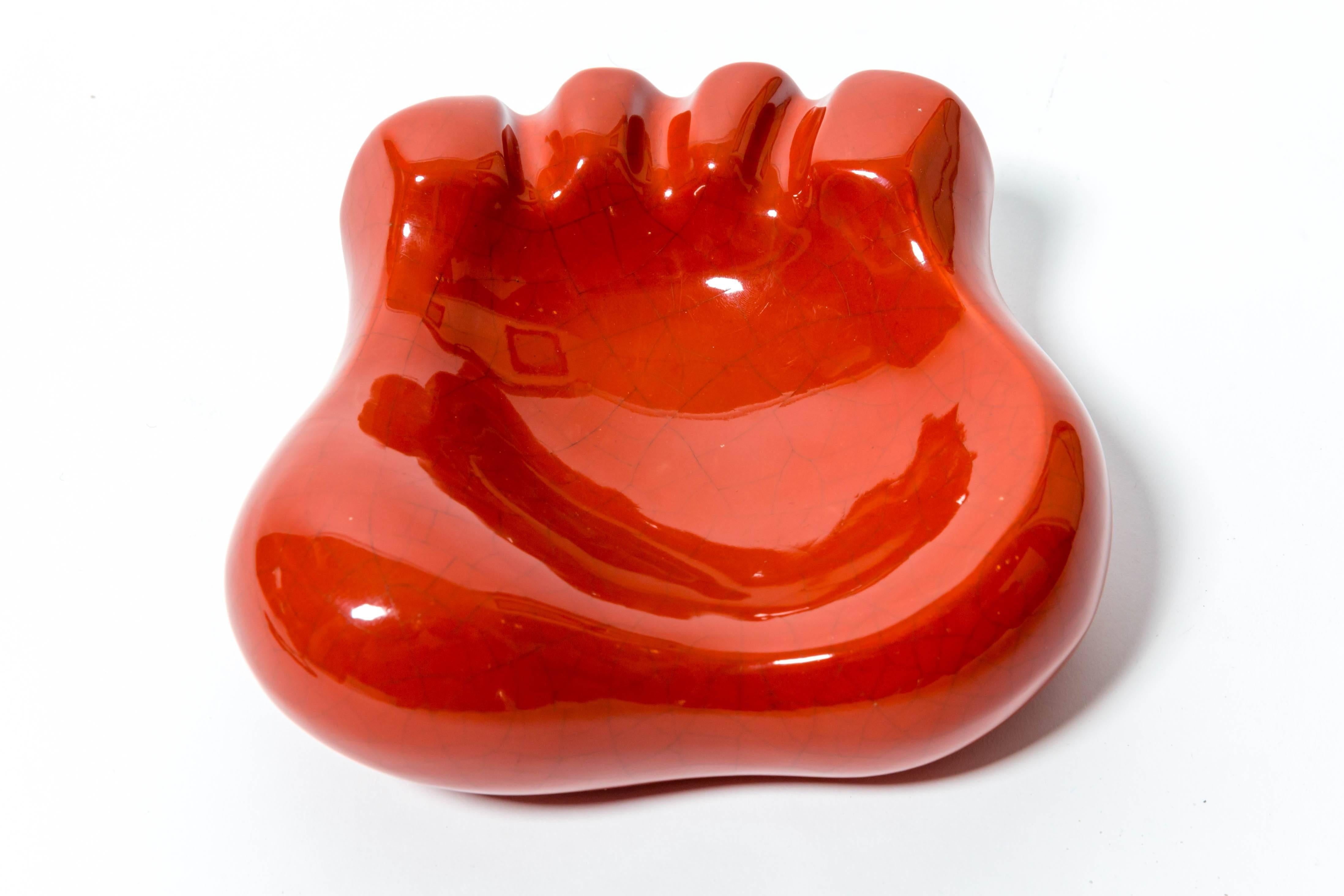 'Bear Paw' Ceramic Ashtray with Metal Base by Georges Jouve & Mathieu Matégot In Excellent Condition In New York City, NY