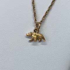 Bear Pendant Charm 14K Gold Black Grizzly Bear Belle Epoque Antique Necklace
