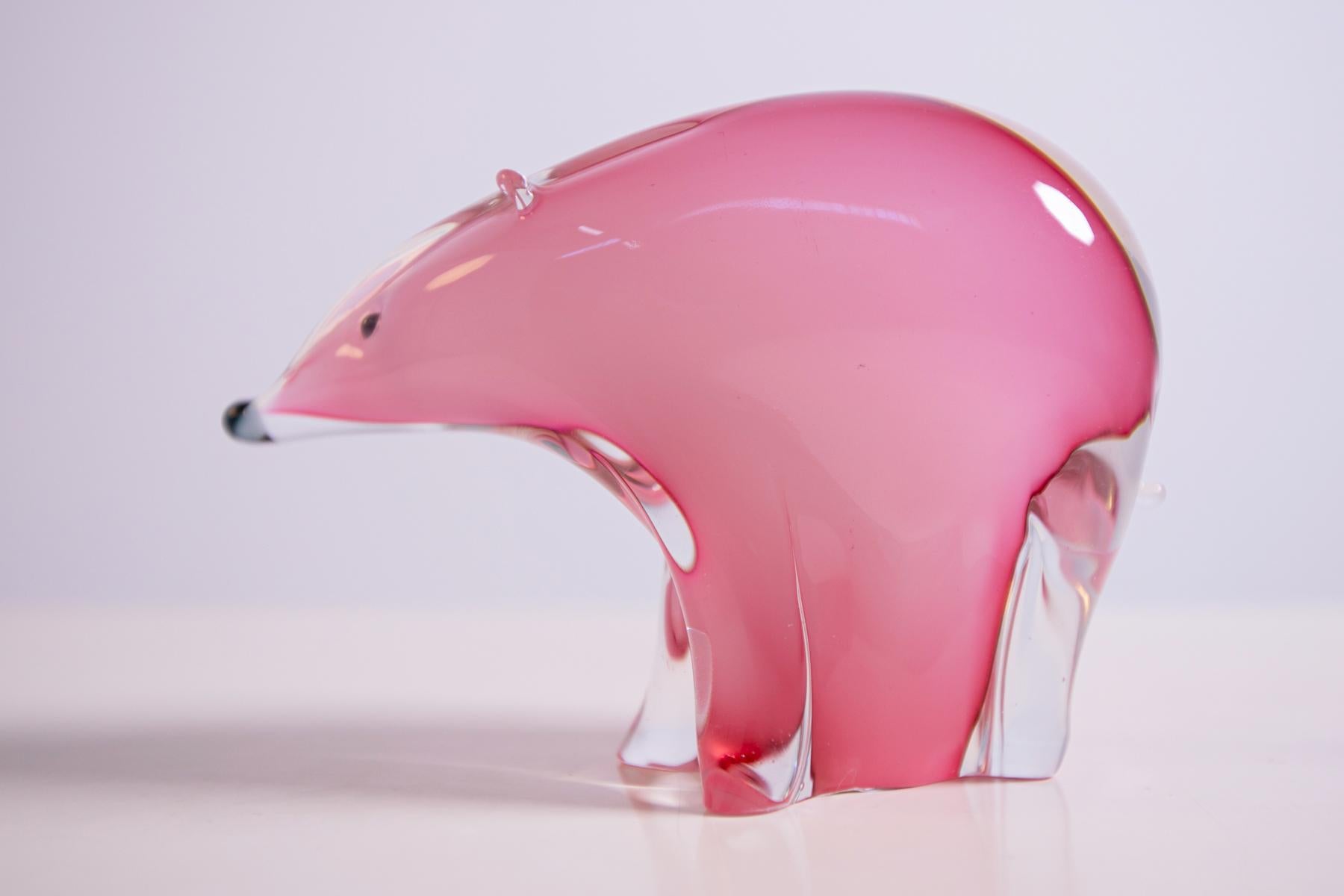 Mid-Century Modern Bear Sculpture in Pink Murano Glass by Archimede Seguso, 1950s
