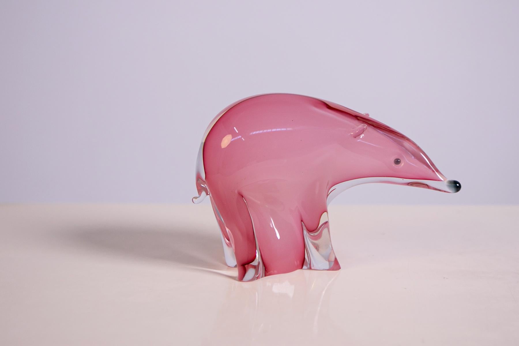 Bear Sculpture in Pink Murano Glass by Archimede Seguso, 1950s In Good Condition In Milano, IT