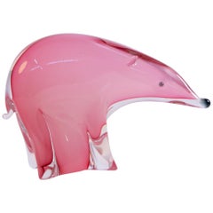 Bear Sculpture in Pink Murano Glass by Archimede Seguso, 1950s