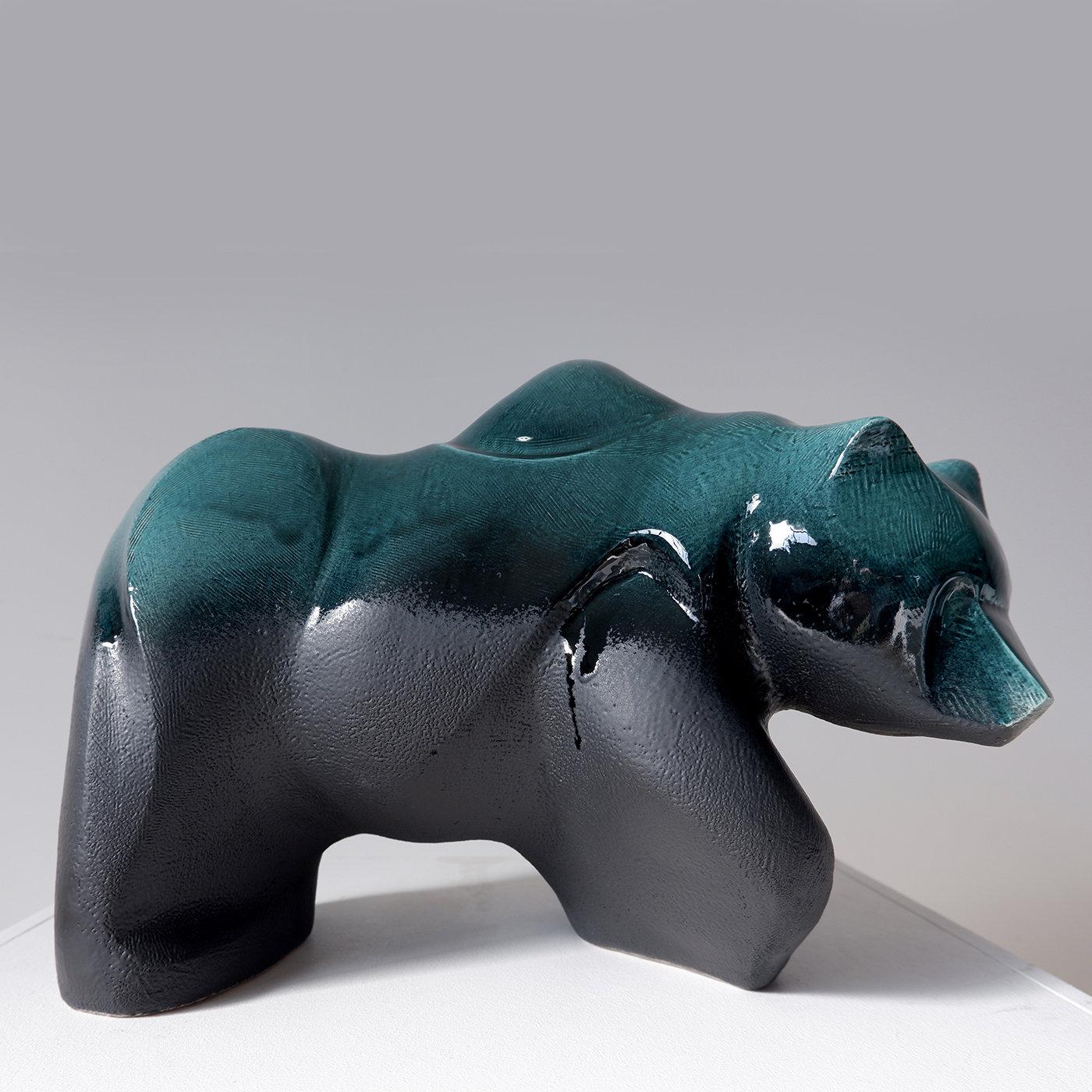 Contemporary Bear Sculpture in Turquoise