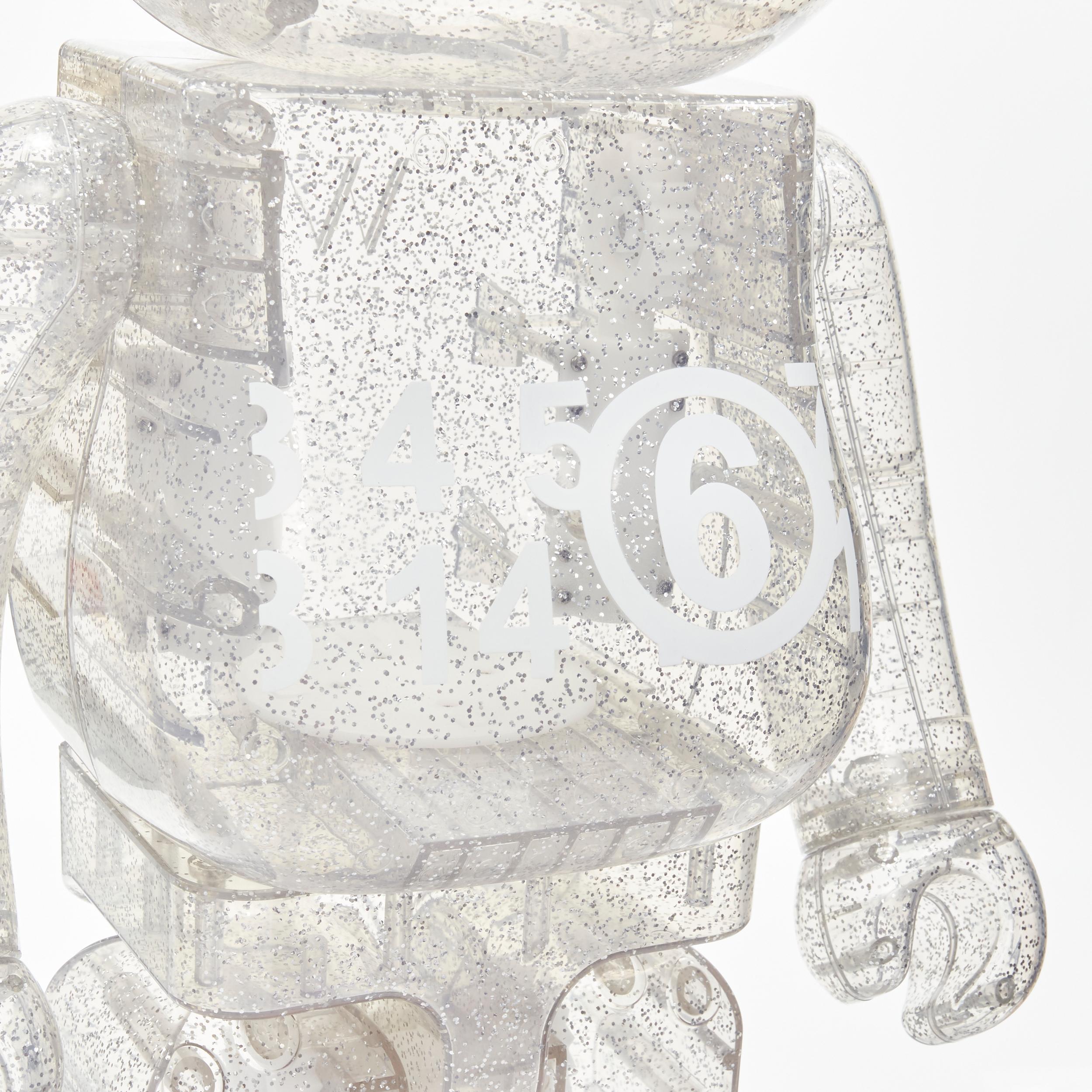 BEARBRICK 100% MAISON MARGIELA MM6 Macau 2020 clear silver glitter figurine In Excellent Condition In Hong Kong, NT
