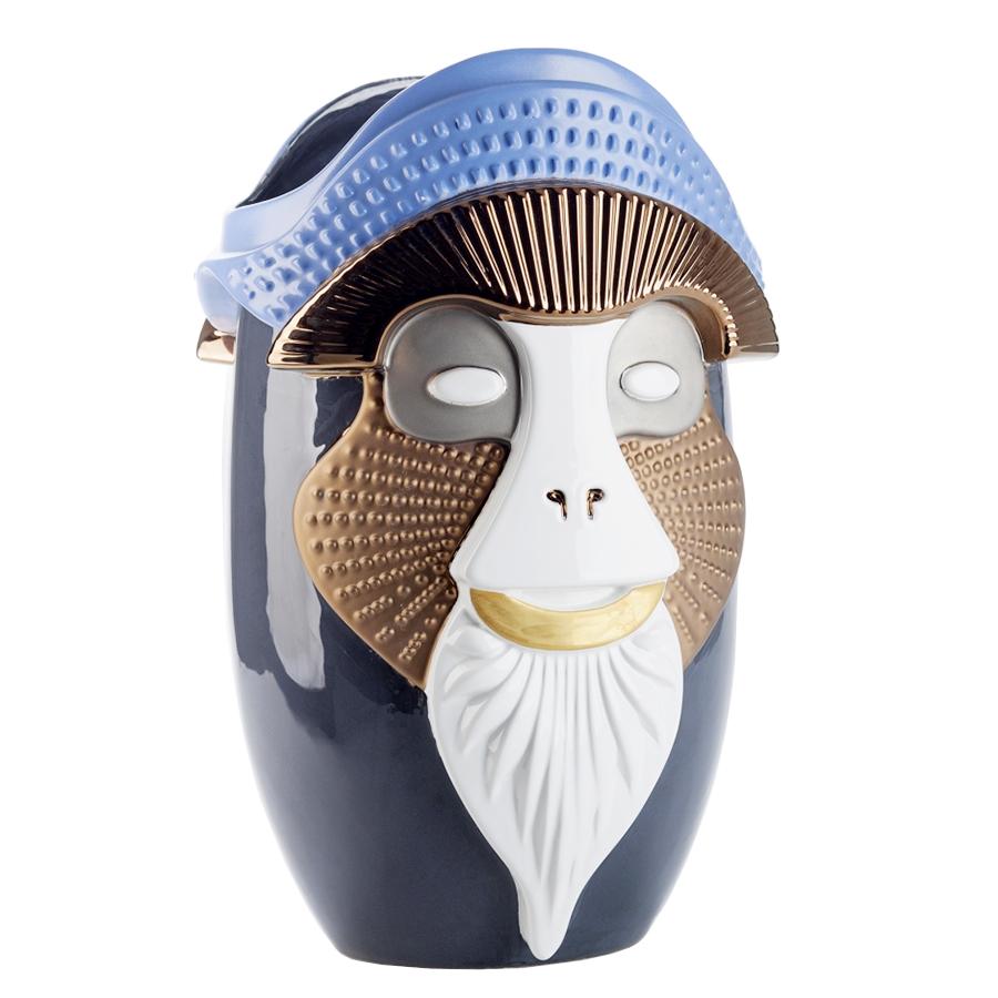 Vase Bearded Ape tout en céramique avec 
émaux colorés et métaux précieux.