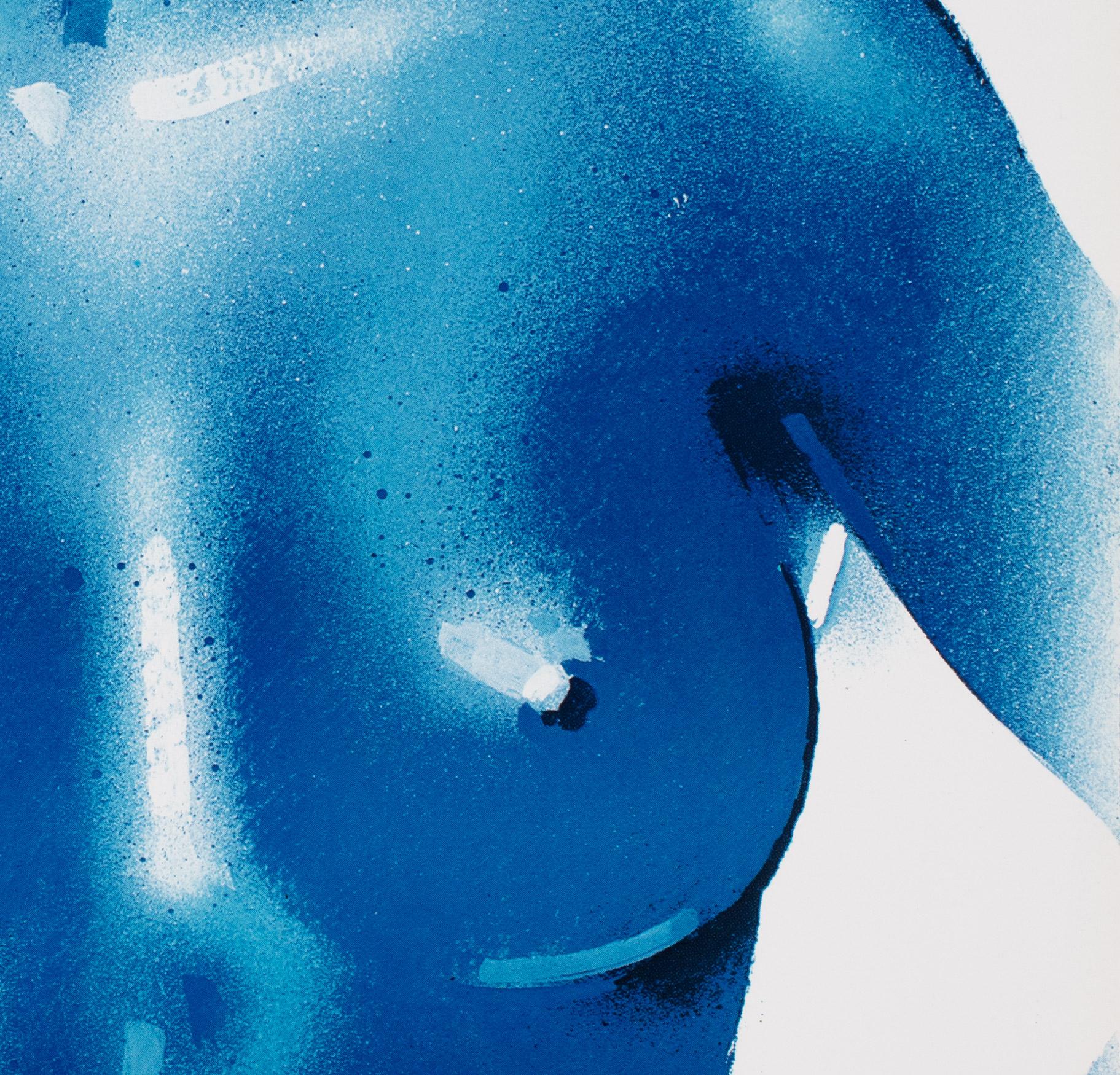 Papier Dame bleue barbue Affiche originale du cirque polonais Cyrk 1983, Waldemar Swierzy en vente
