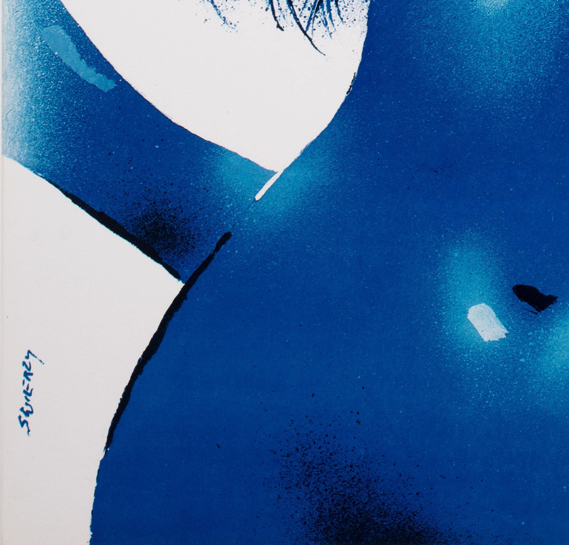 Dame bleue barbue Affiche originale du cirque polonais Cyrk 1983, Waldemar Swierzy en vente 1