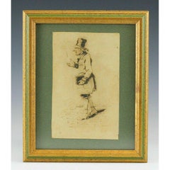Bearded Pen & Ink Drawing by Charles Joseph Travies De Villers