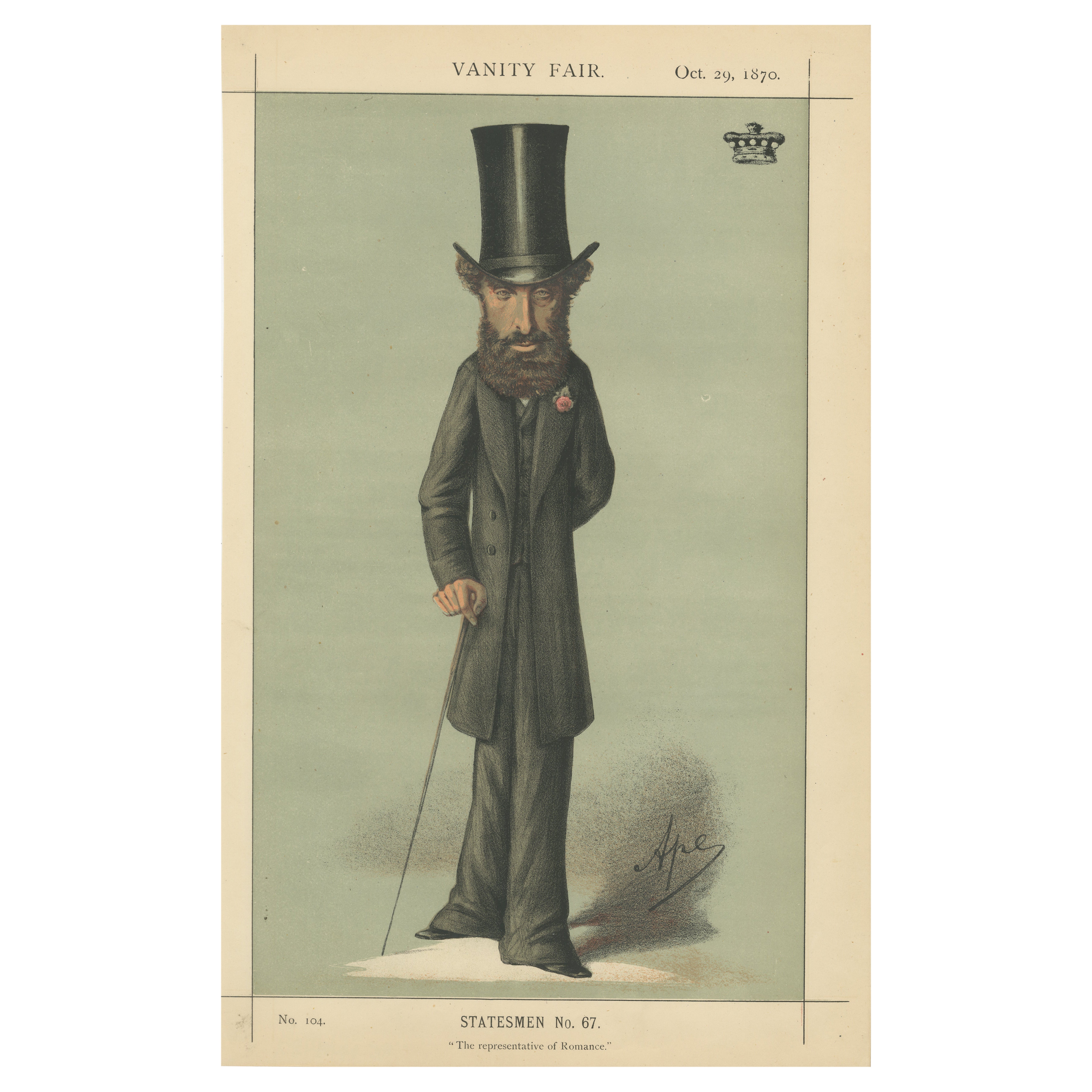 Bearded Romantic Statesman – Vanity Fair Statesmen No. 67, 1870