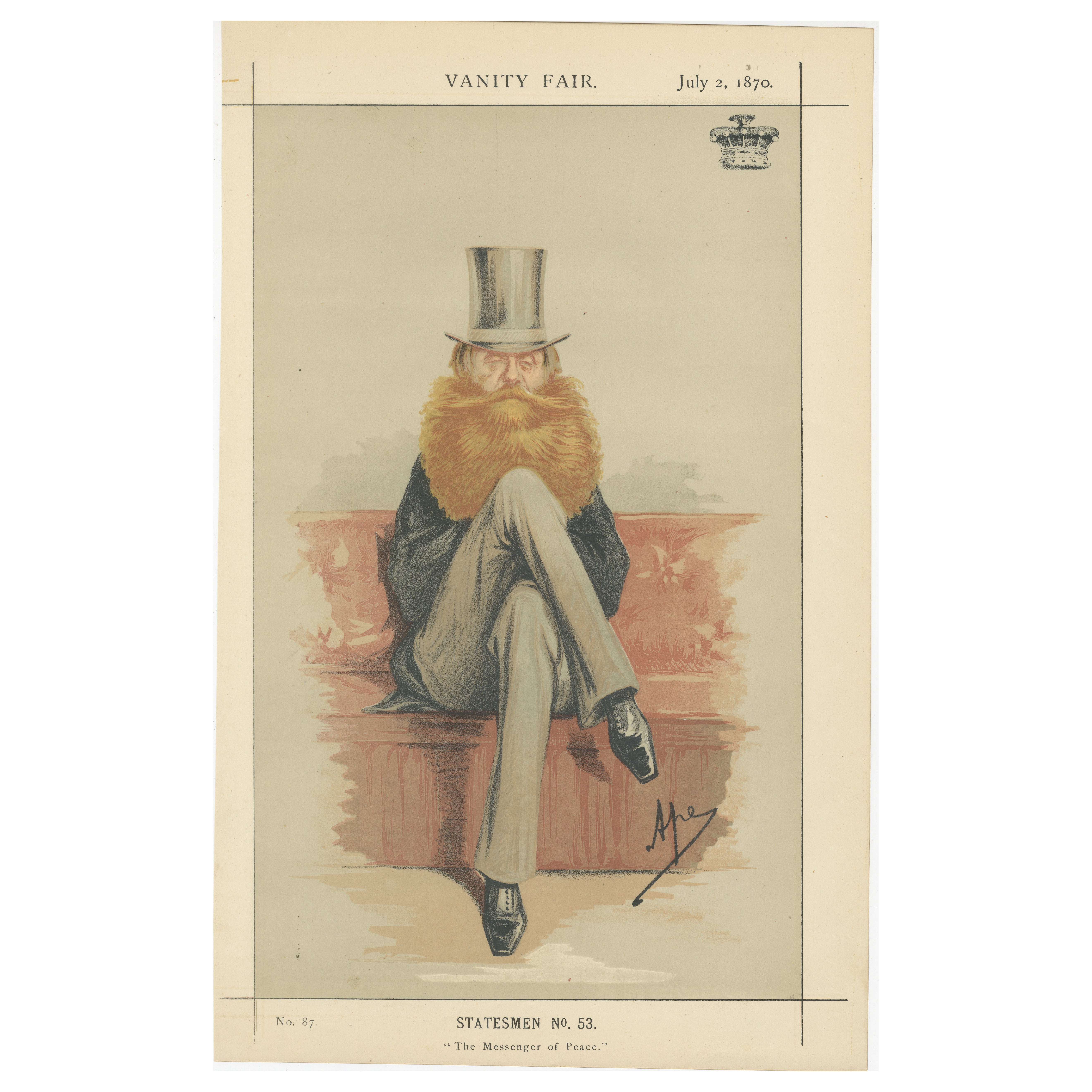 Bearded Victorian Statesman Seated – Vanity Fair Statesmen, 1870