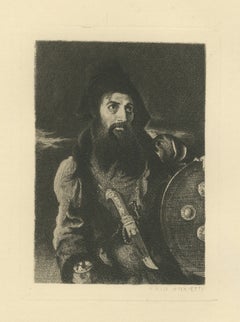 Bearded Warrior with Shield after William Etty, Etching by W. Wise, circa 1875