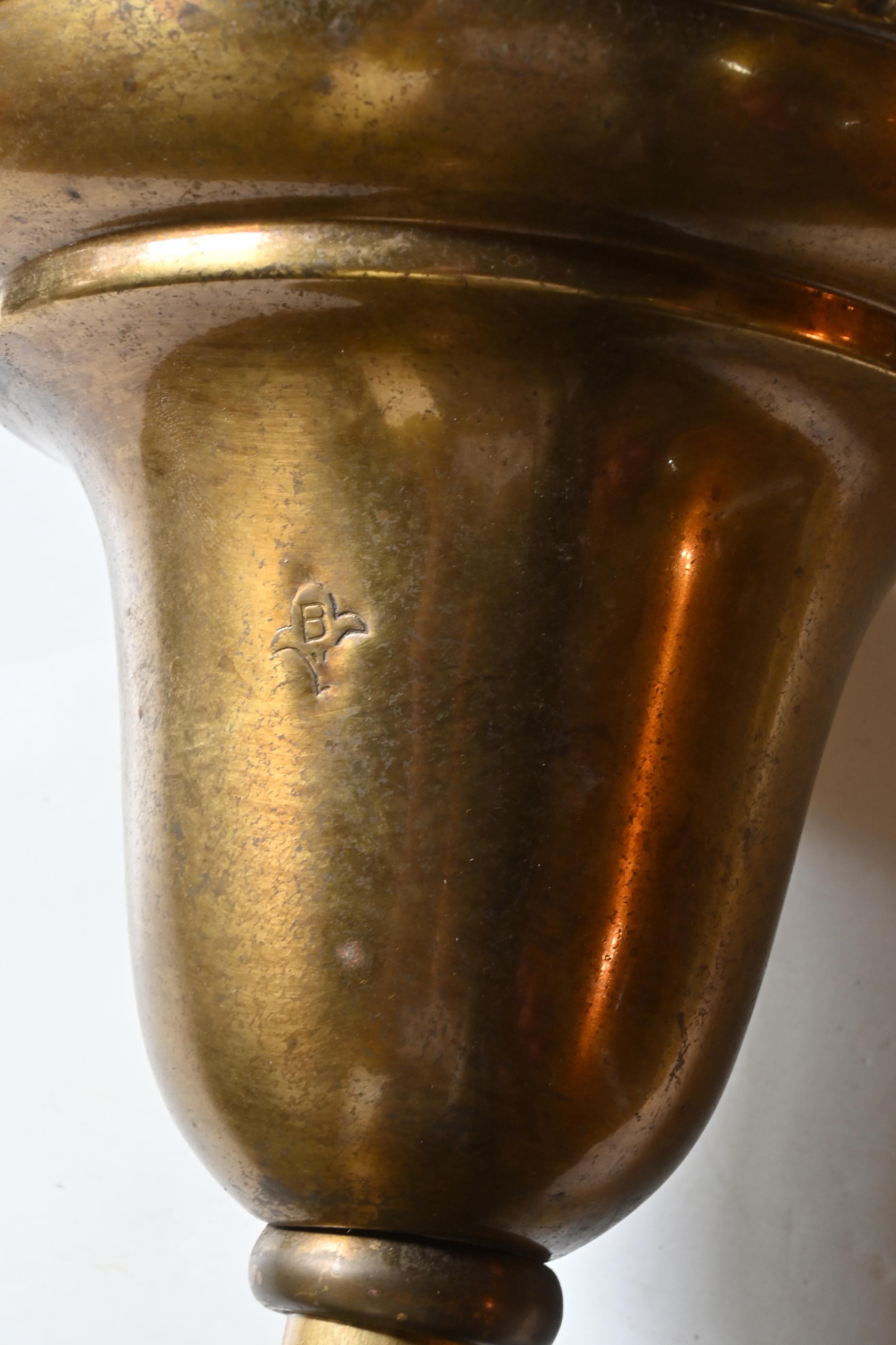 Early 20th Century Beardslee Brass 5 Light Chandelier with Cut Crystals