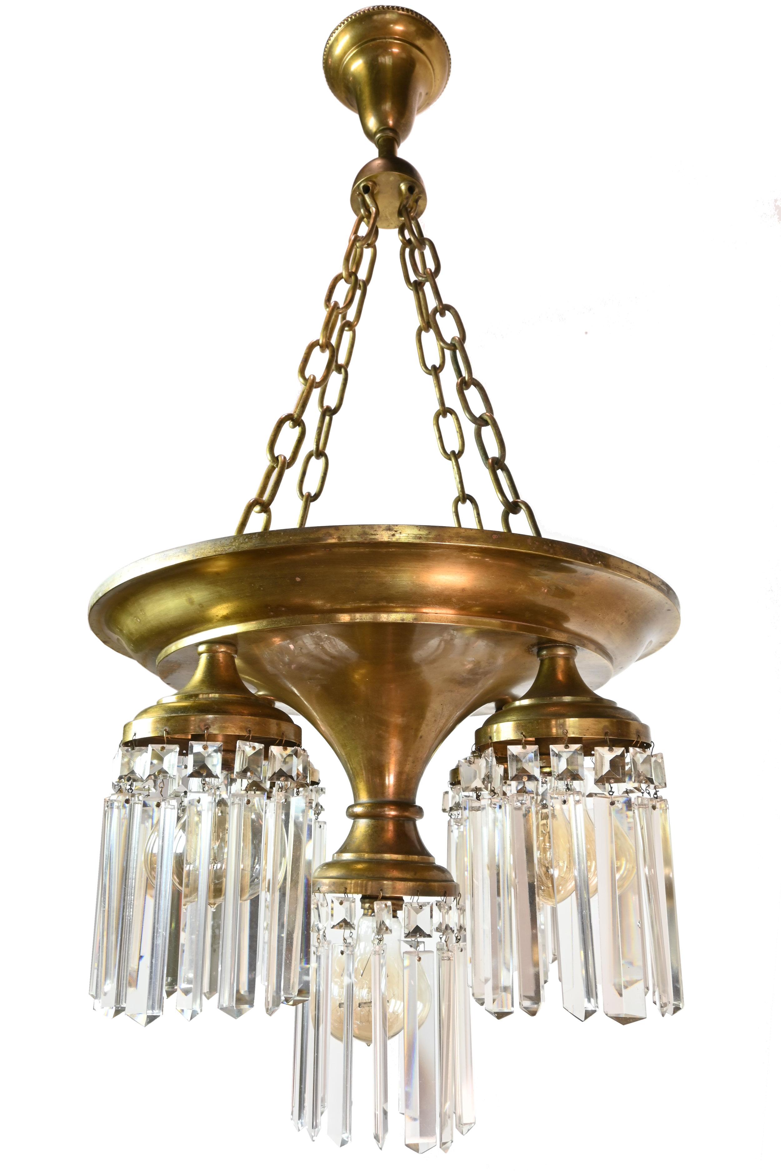 Beardslee Brass 5 Light Chandelier with Cut Crystals 1