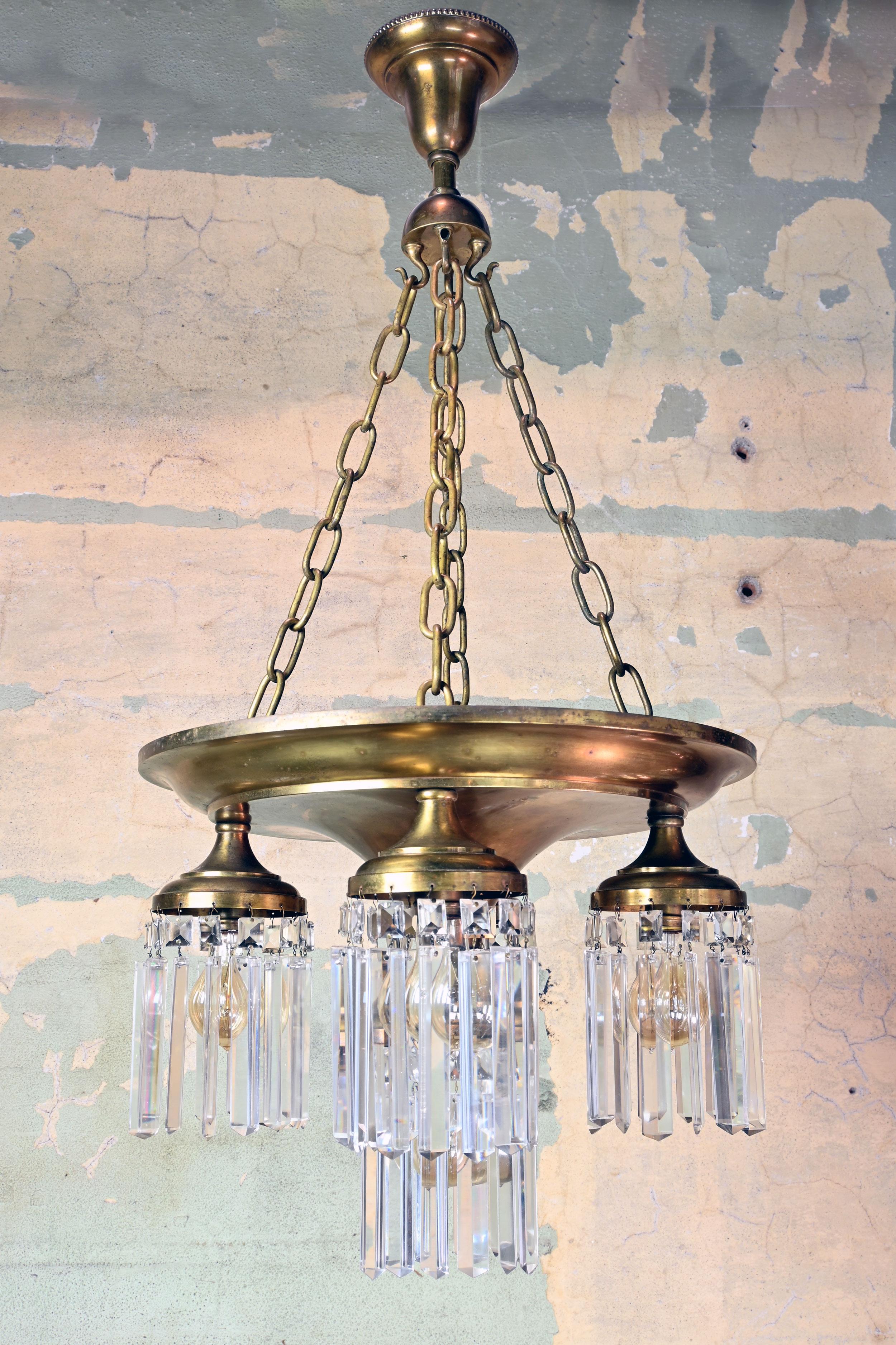 Beardslee Brass 5 Light Chandelier with Cut Crystals 2