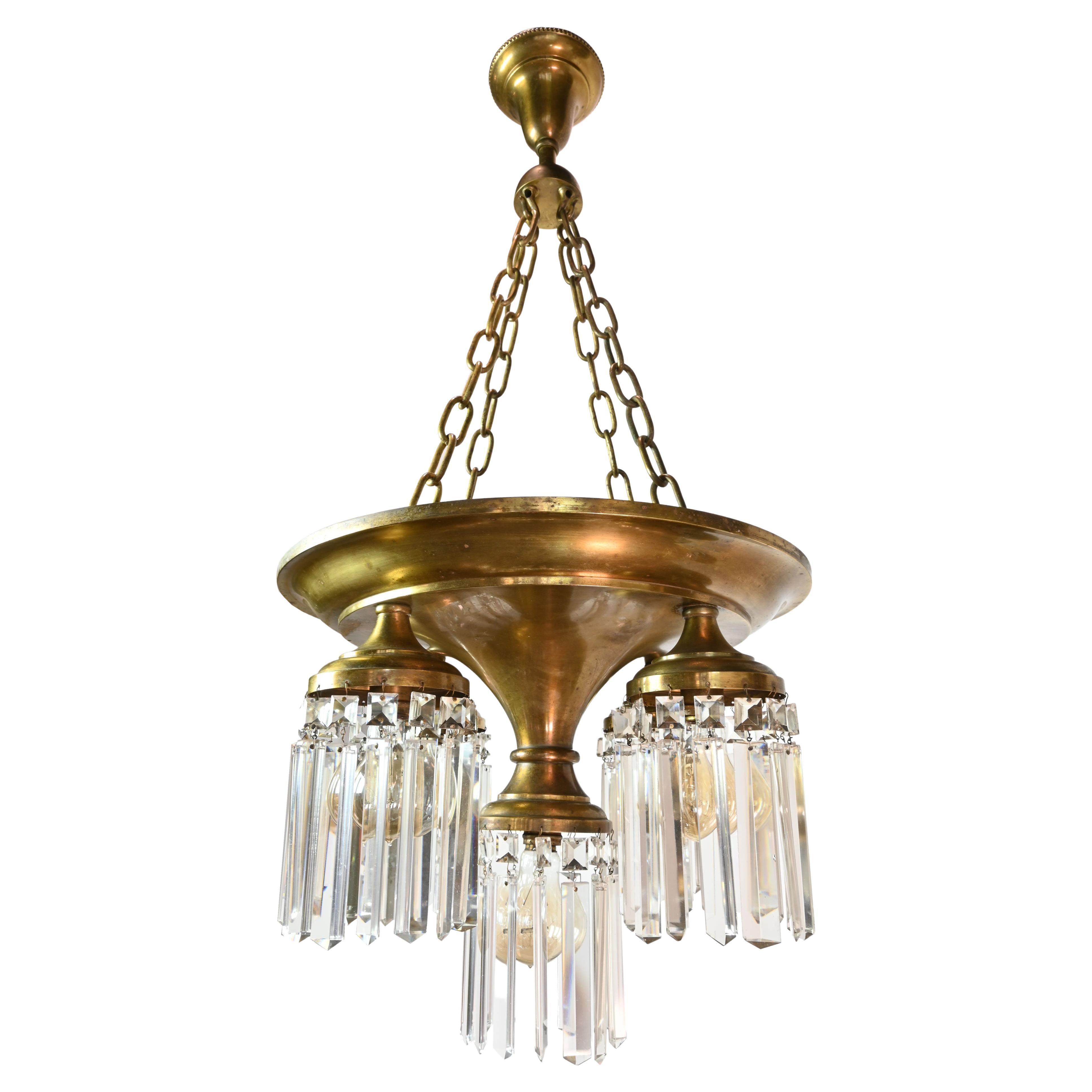 Beardslee Brass 5 Light Chandelier with Cut Crystals