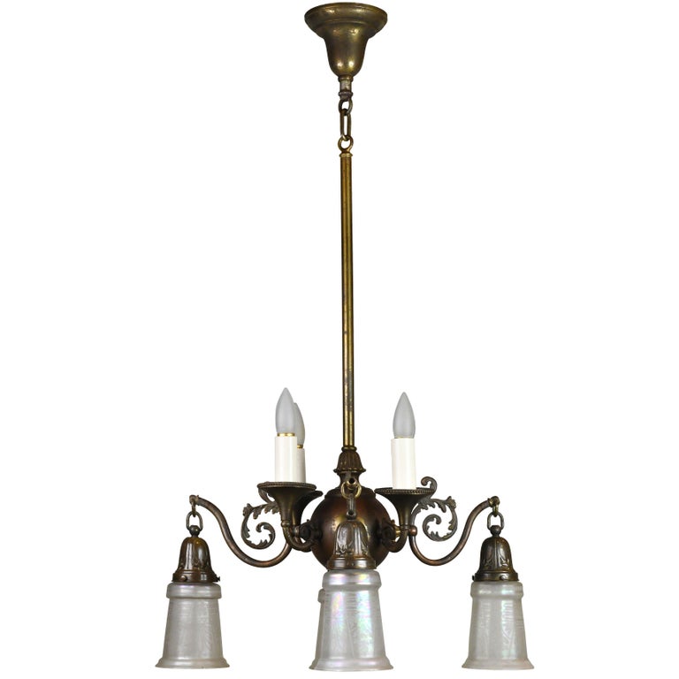 Beardslee Gas Electric Chandelier With Shades For Sale At 1stdibs