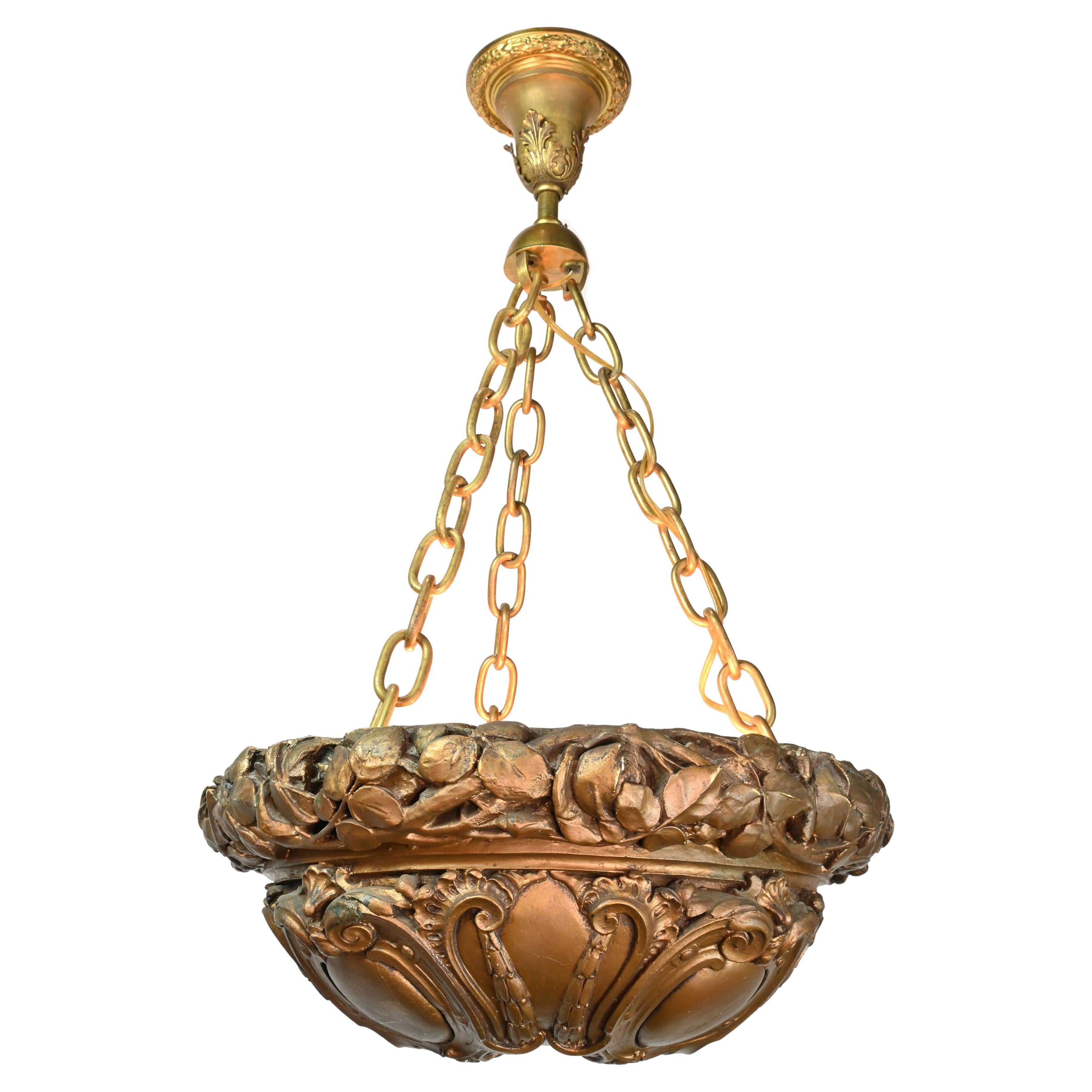 Beardslee Reflective Gesso Bowl Chandelier For Sale