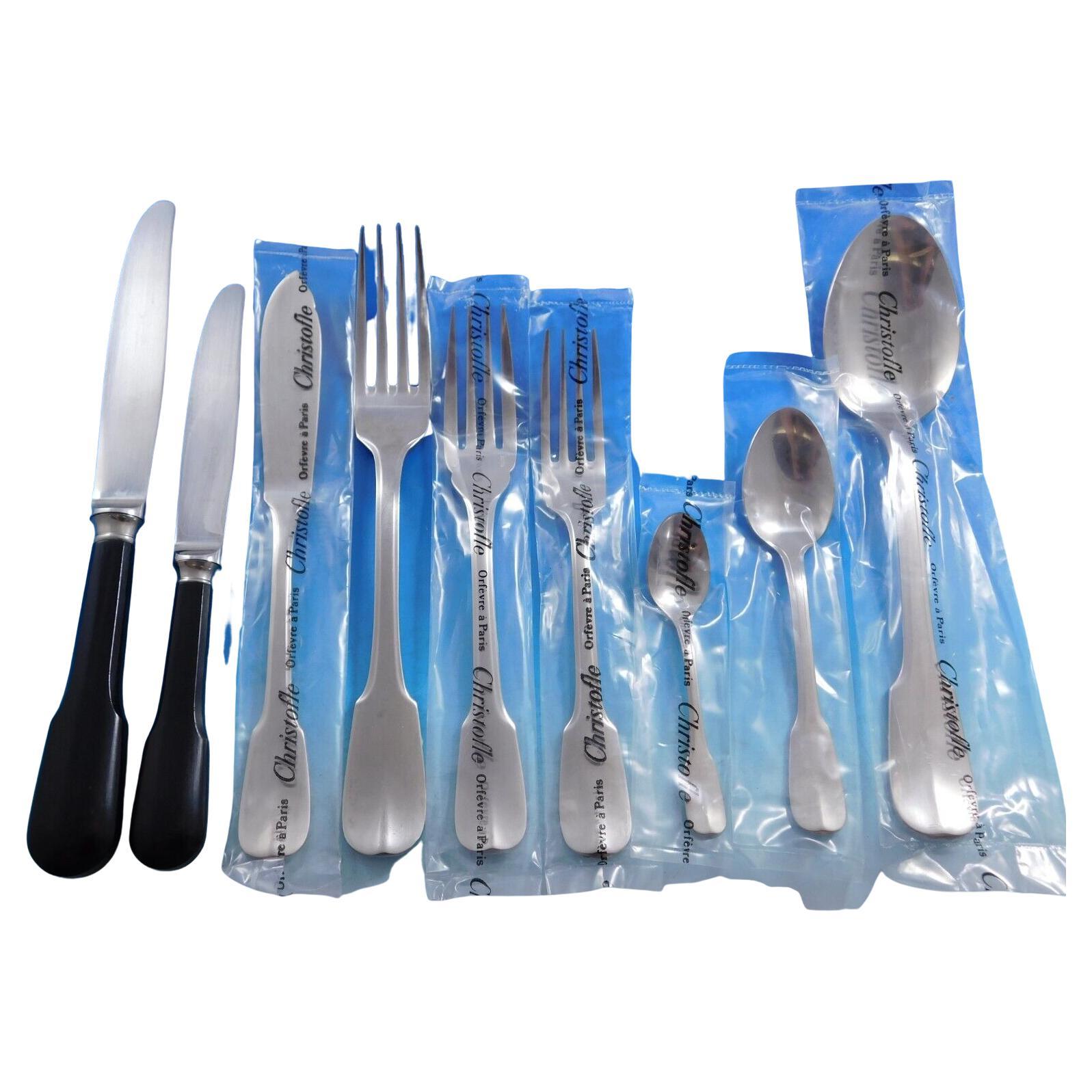 Bearn by Christofle France Stainless Steel Flatware Service Set 110 pcs Dinner For Sale