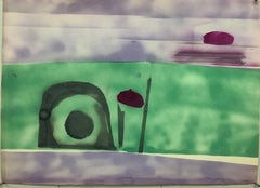 1978 "Purple Sky Landscape" Abstract Gouache Painting