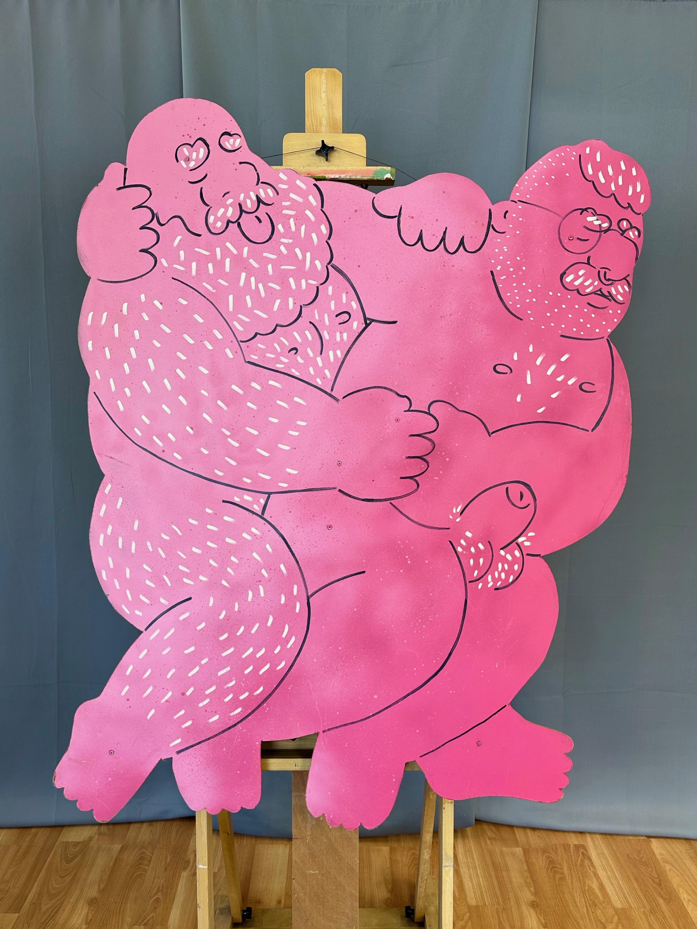 Un dipinto figurativo extra-large del 2021 su tavola di masonite ritagliata del duo di artisti di Santa Cruz, California, BEARPAD (Patrick Stephenson e Jordan Fickel), intitolato 