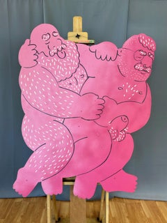 Peinture figurative extra-large sur massonite découpée Kent + Rob, 2021