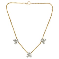 Bears Diamonds 18 Karat White and Yellow Gold Chain Necklace Bears Diamonds 18 Karat White and Yellow Gold Chain Necklace