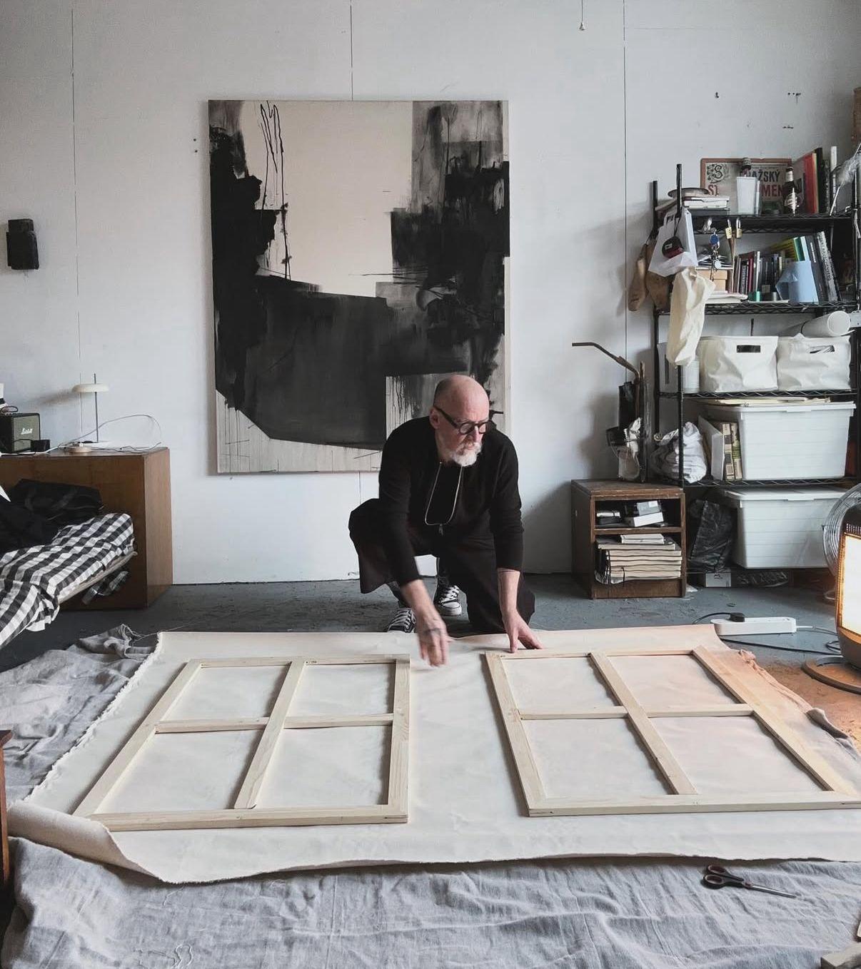 Abstract Diptych Monochrome Composition with Layered Textures by Beñat Olaberria For Sale 9