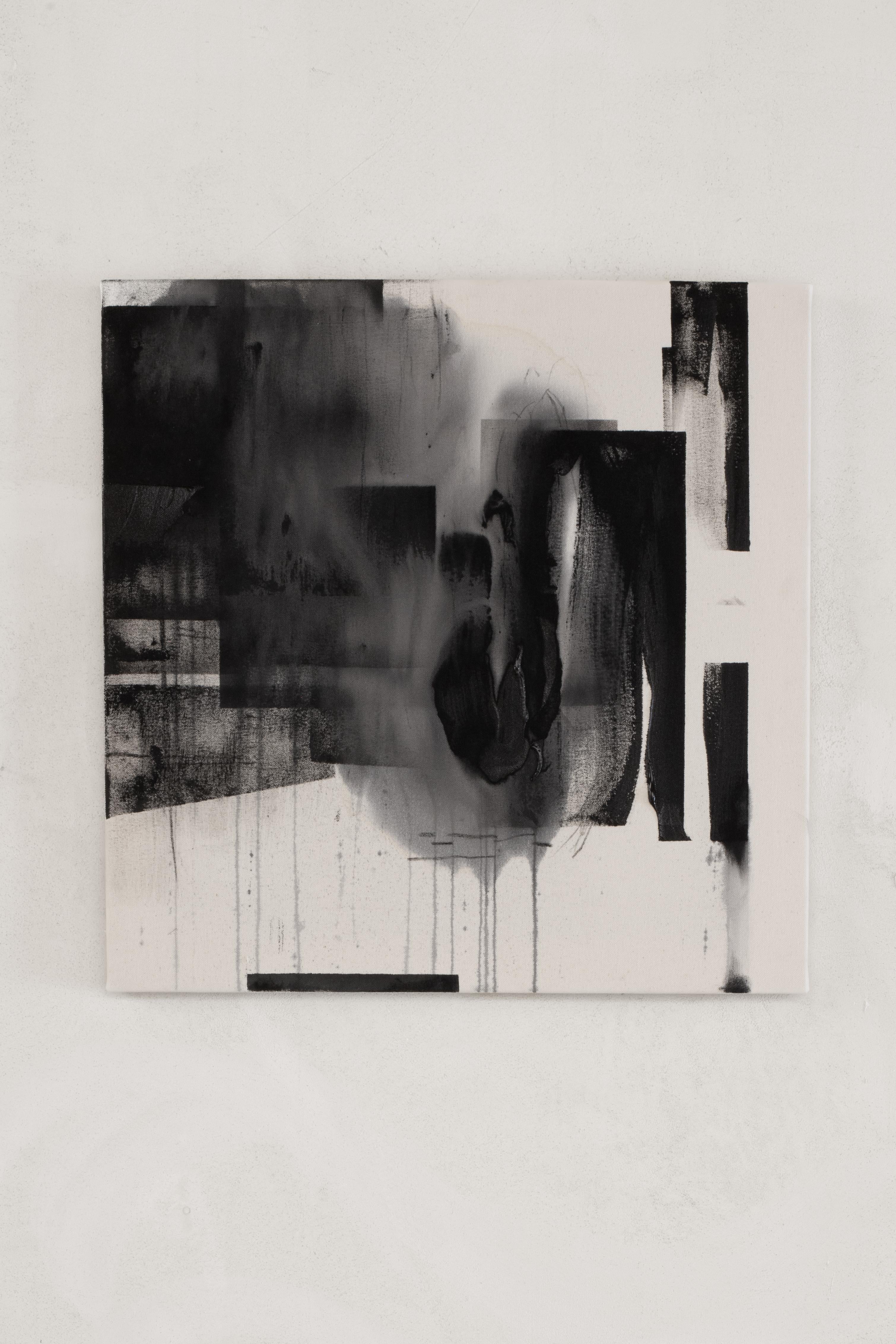 Abstract Diptych Monochrome Composition with Layered Textures by Beñat Olaberria For Sale 2