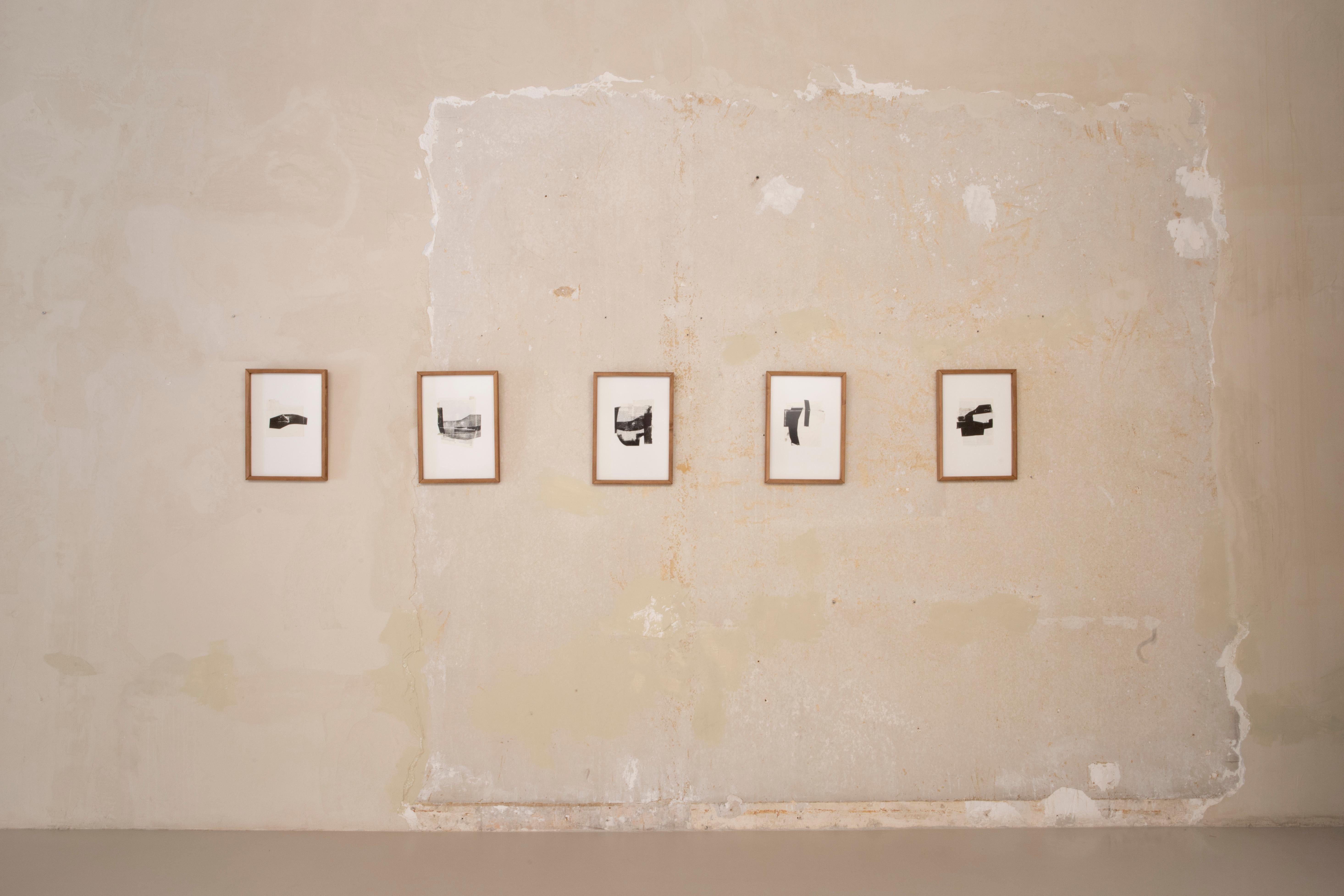 Abstrakte minimalistische Mixed-Media-Collage auf Papier von Beñat Olaberria 2025 im Angebot 4