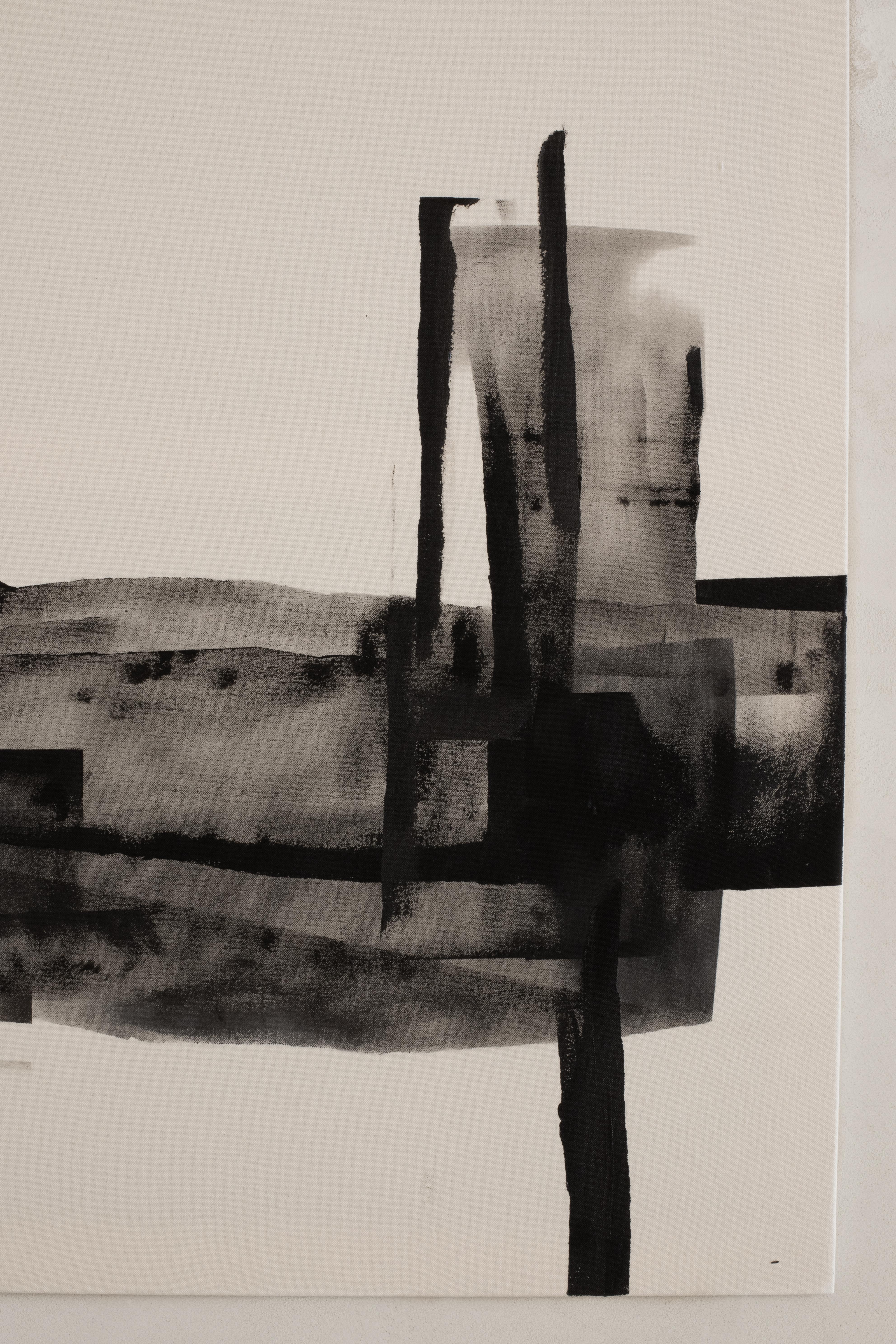 Abstract Monochrome Composition with Layered Textures by Beñat Olaberria For Sale 1