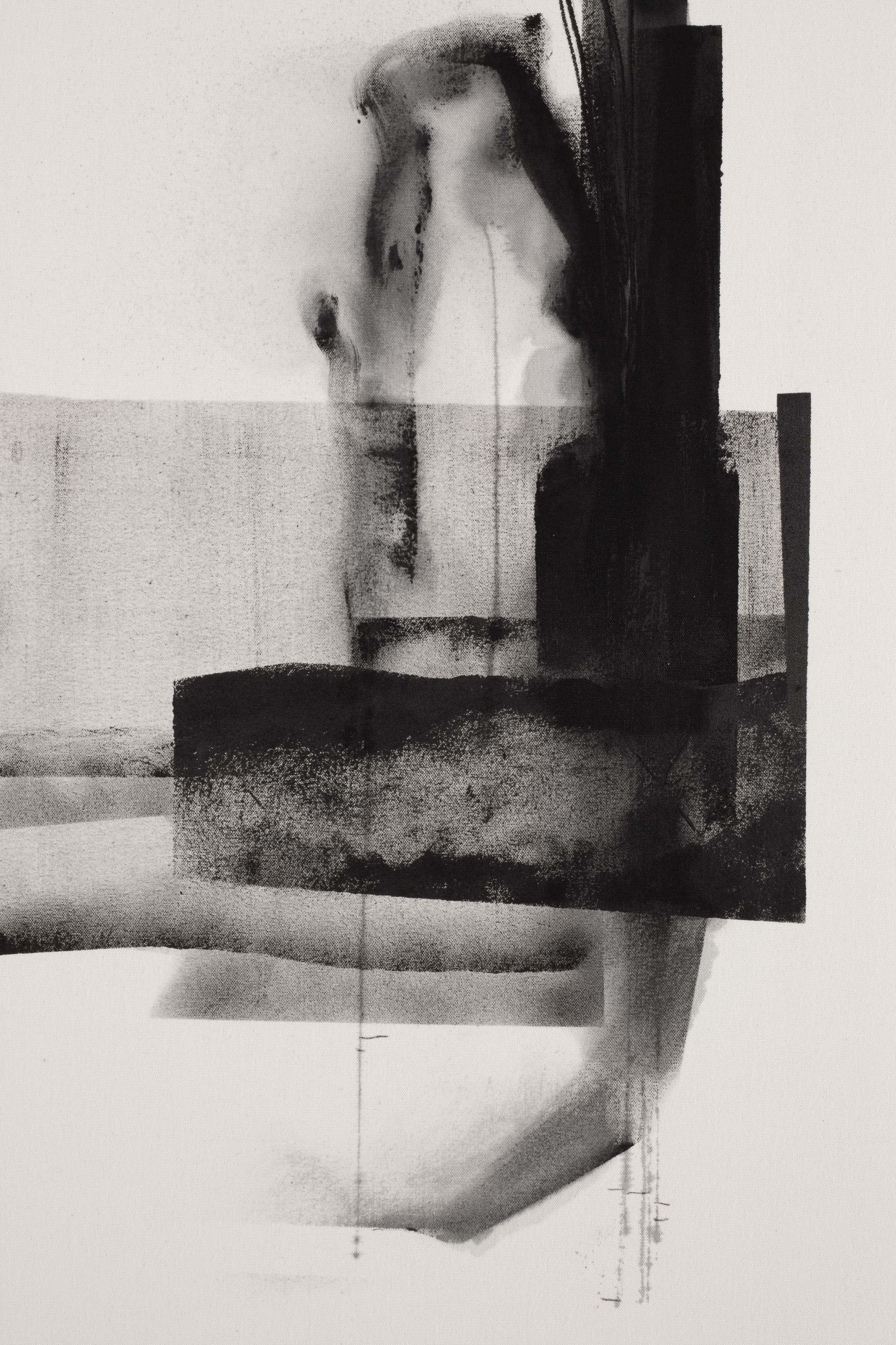 Abstract Monochrome Composition with Layered Textures by Beñat Olaberria For Sale 1