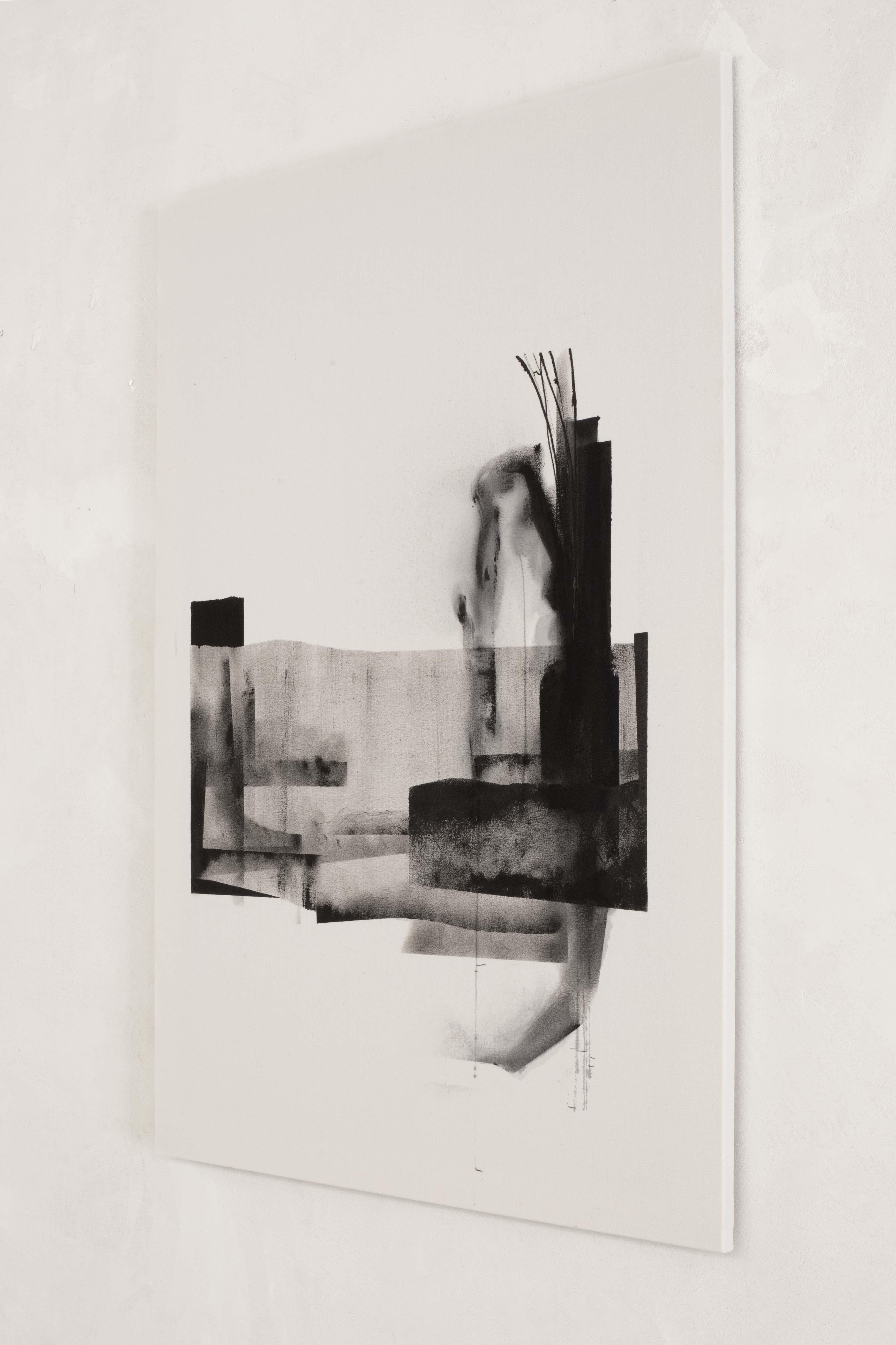 Abstract Monochrome Composition with Layered Textures by Beñat Olaberria For Sale 2