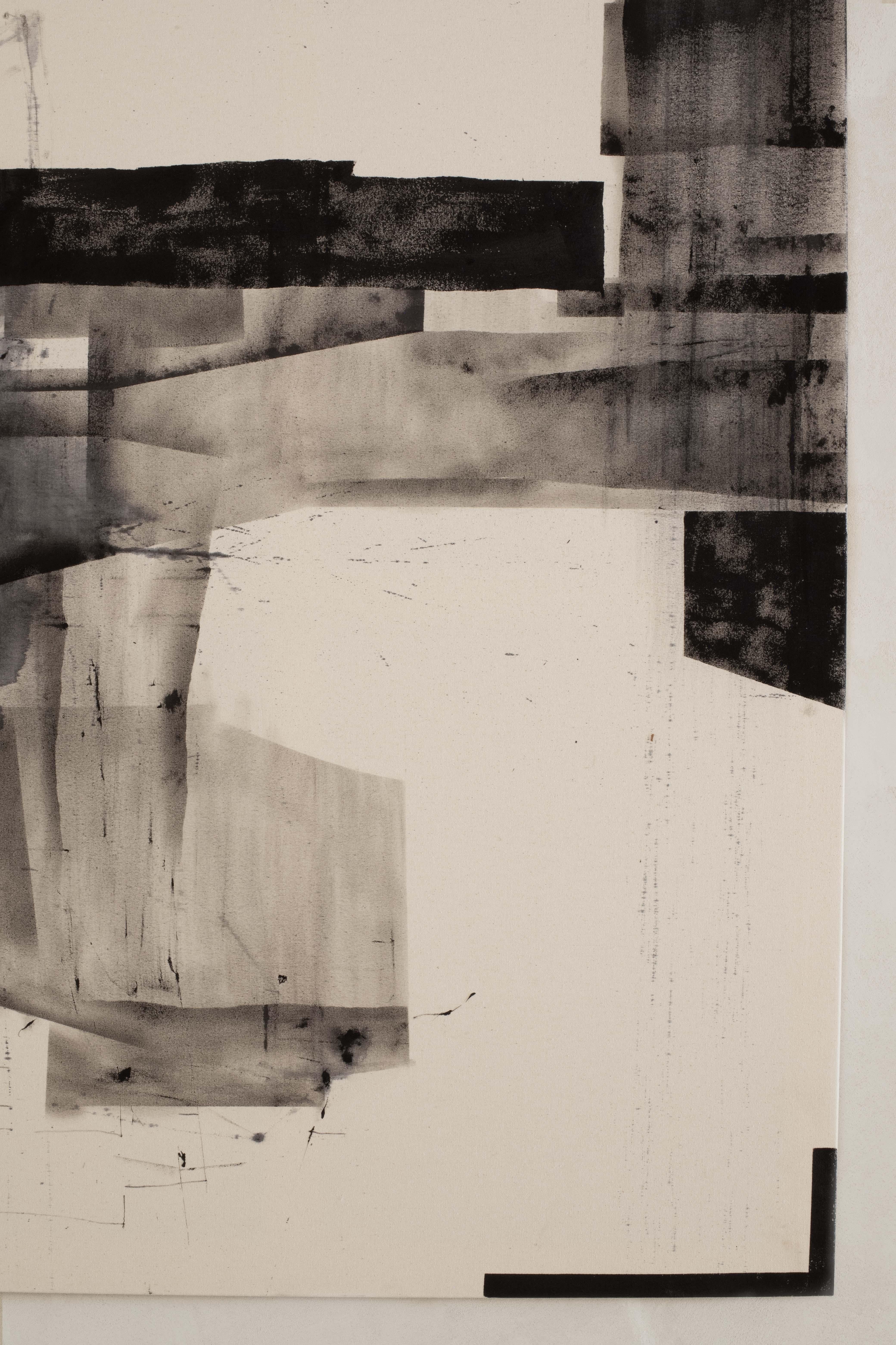 Abstract Monochrome Composition with Layered Textures by Beñat Olaberria For Sale 2