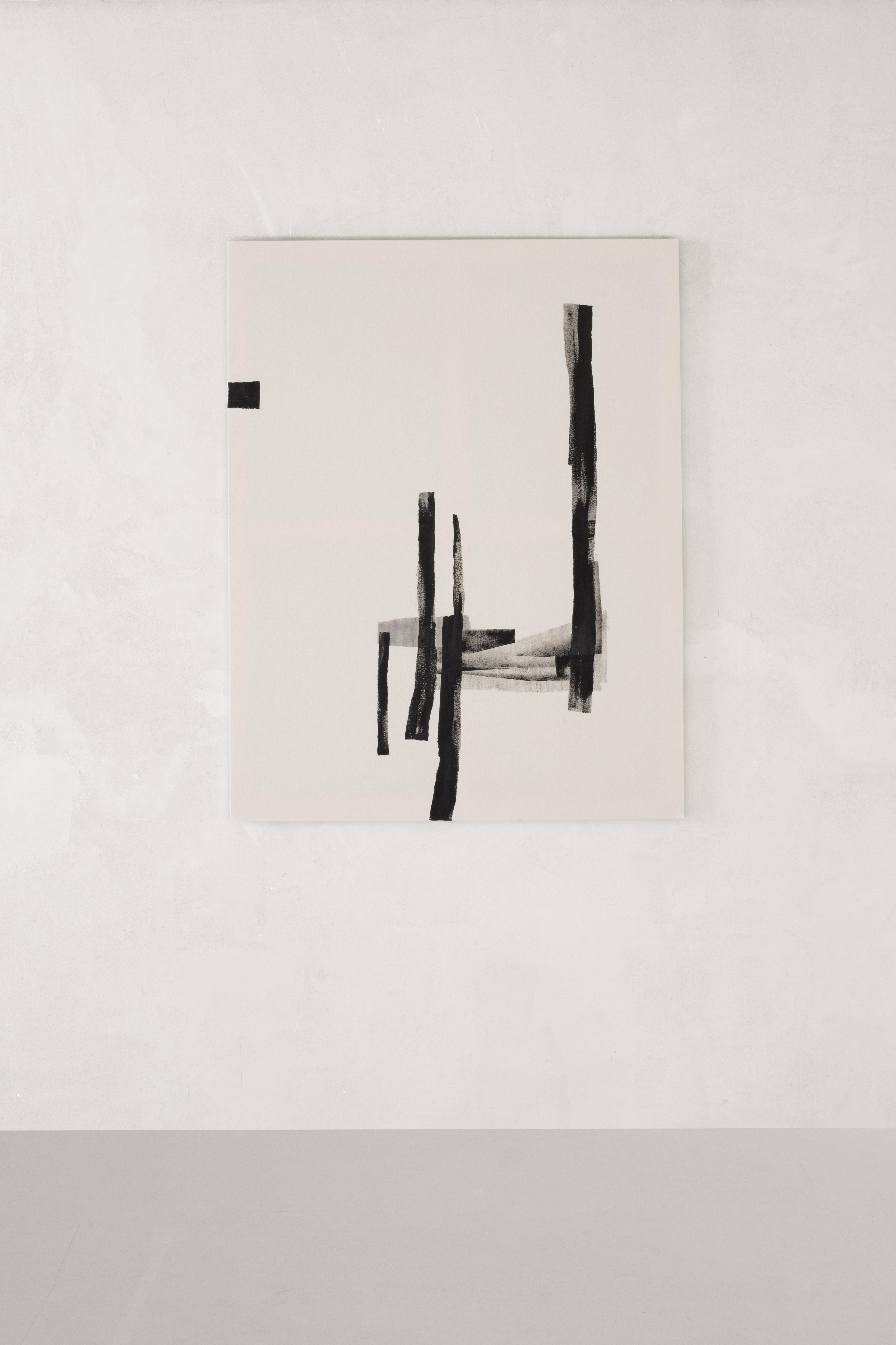 Abstrakte monochrome Komposition mit geschichteten Texturen von Beñat Olaberria im Angebot 3