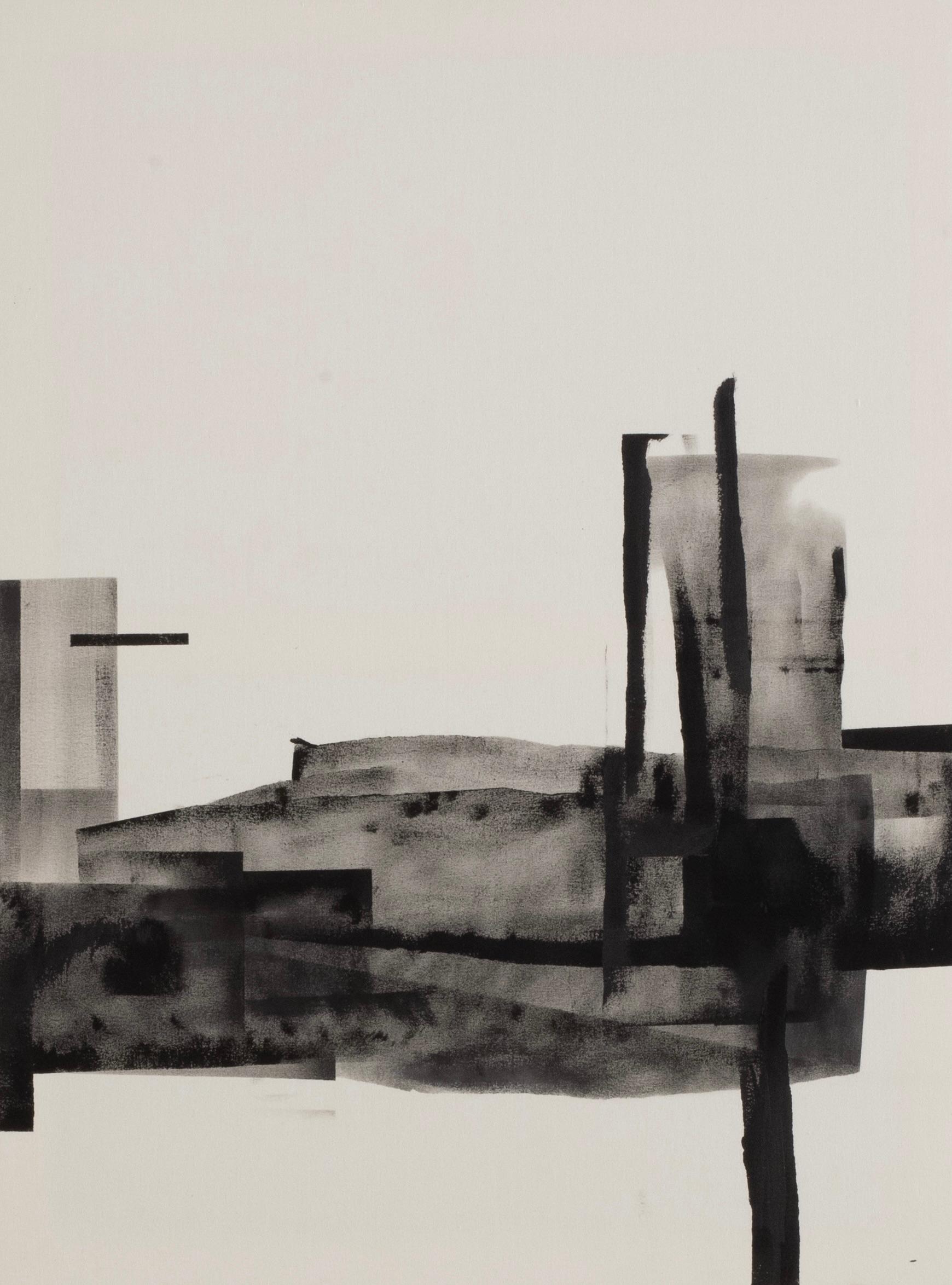 Abstract Monochrome Composition with Layered Textures by Beñat Olaberria For Sale 3