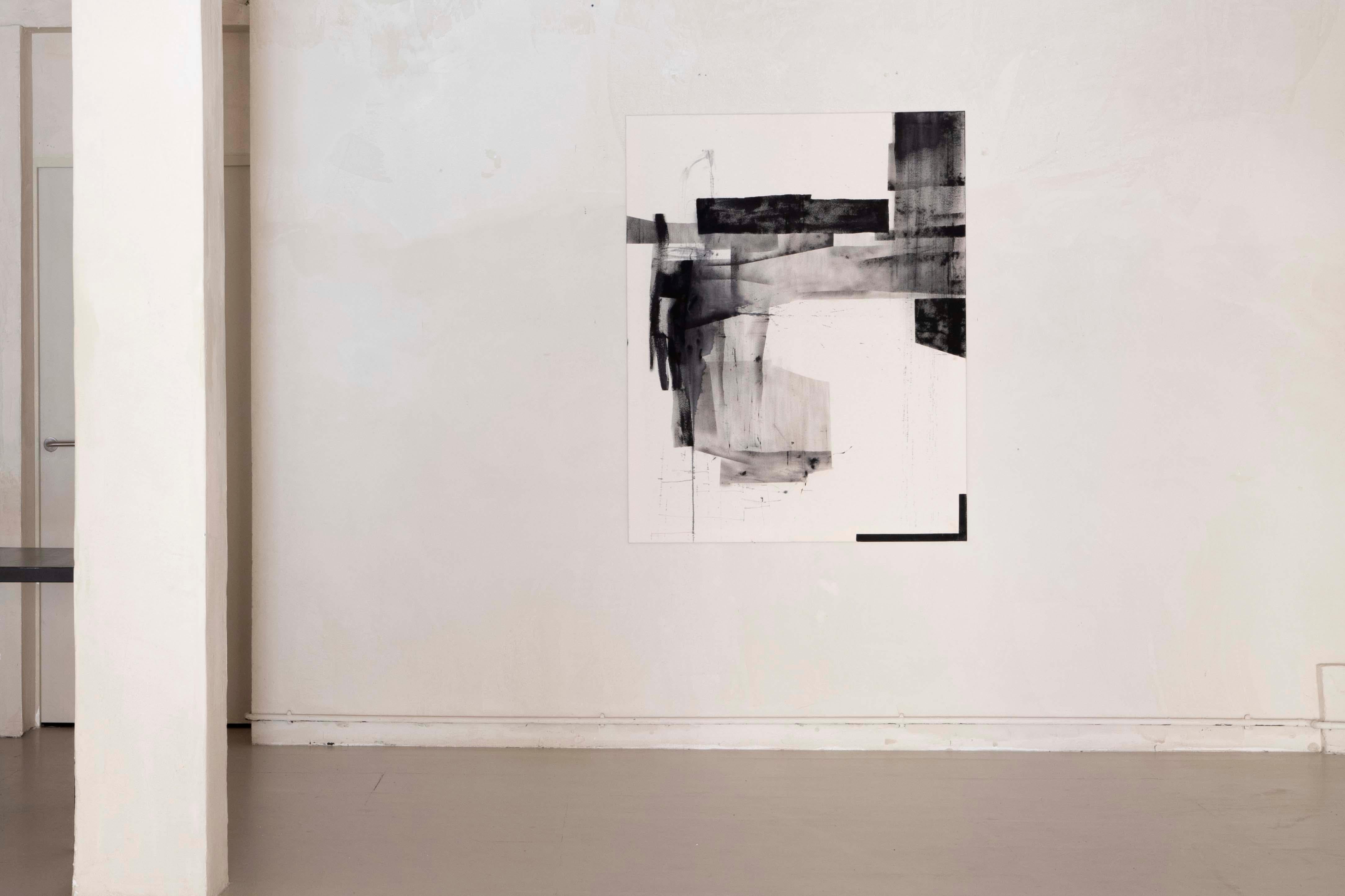 Abstract Monochrome Composition with Layered Textures by Beñat Olaberria For Sale 3