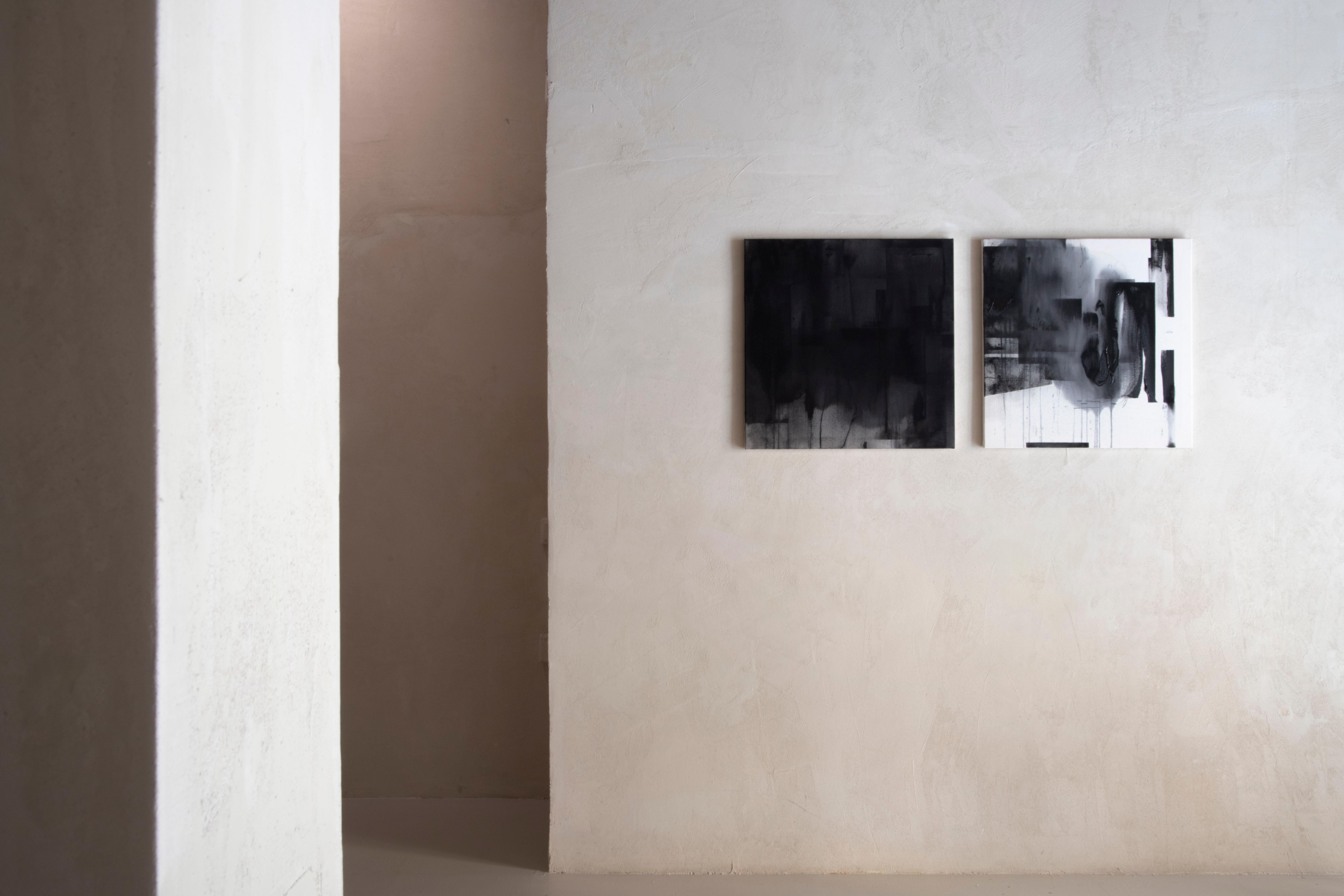 Abstract Monochrome Composition with Layered Textures by Beñat Olaberria For Sale 7