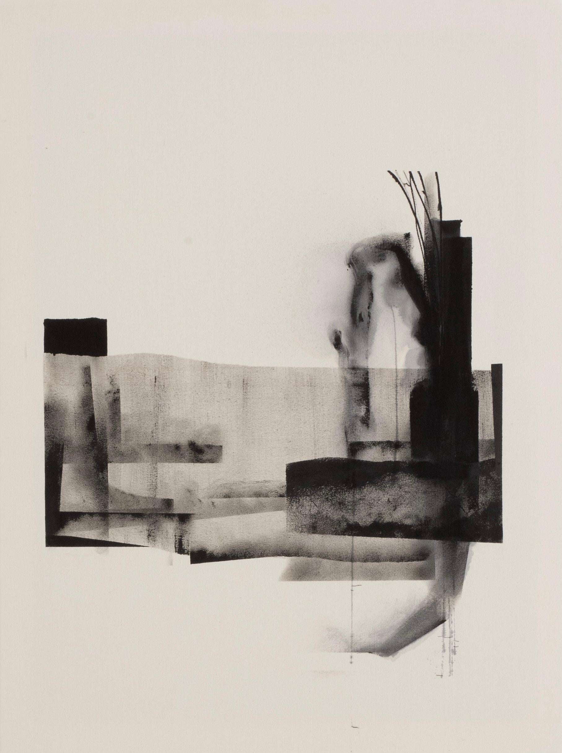 Abstract Monochrome Composition with Layered Textures by Beñat Olaberria