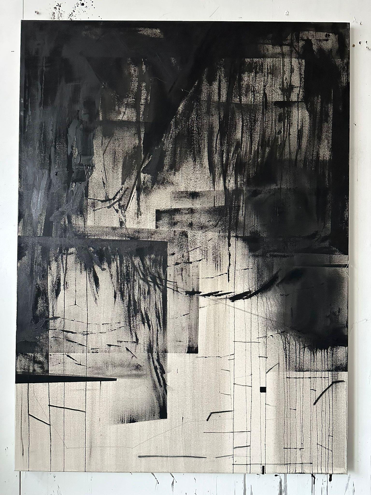 ABSTRACT Painting Black Color Contemporary Spanish Artist Beñat Olaberria 2023 For Sale 5