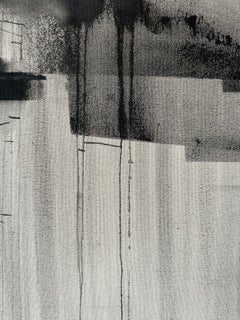 ABSTRACT Peinture noire sur toile brute Artiste espagnol contemporain Beñat Olaberria