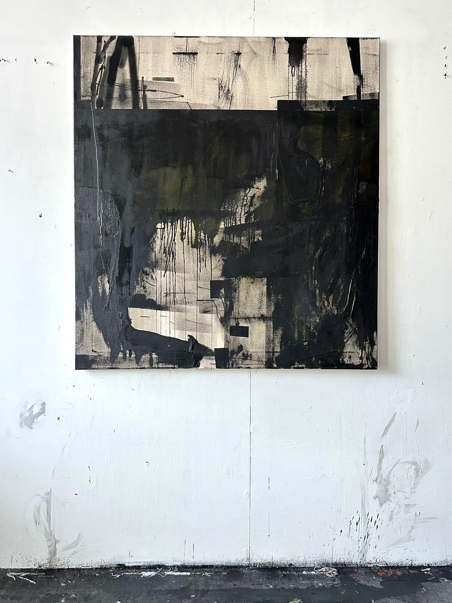 RESUMEN Pintura Negra Artista Español Contemporáneo Beñat Olaberria 2023 en venta 7