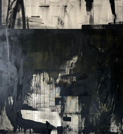 ABSTRACT Peinture noire de l'artiste espagnol contemporain Beñat Olaberria 2023