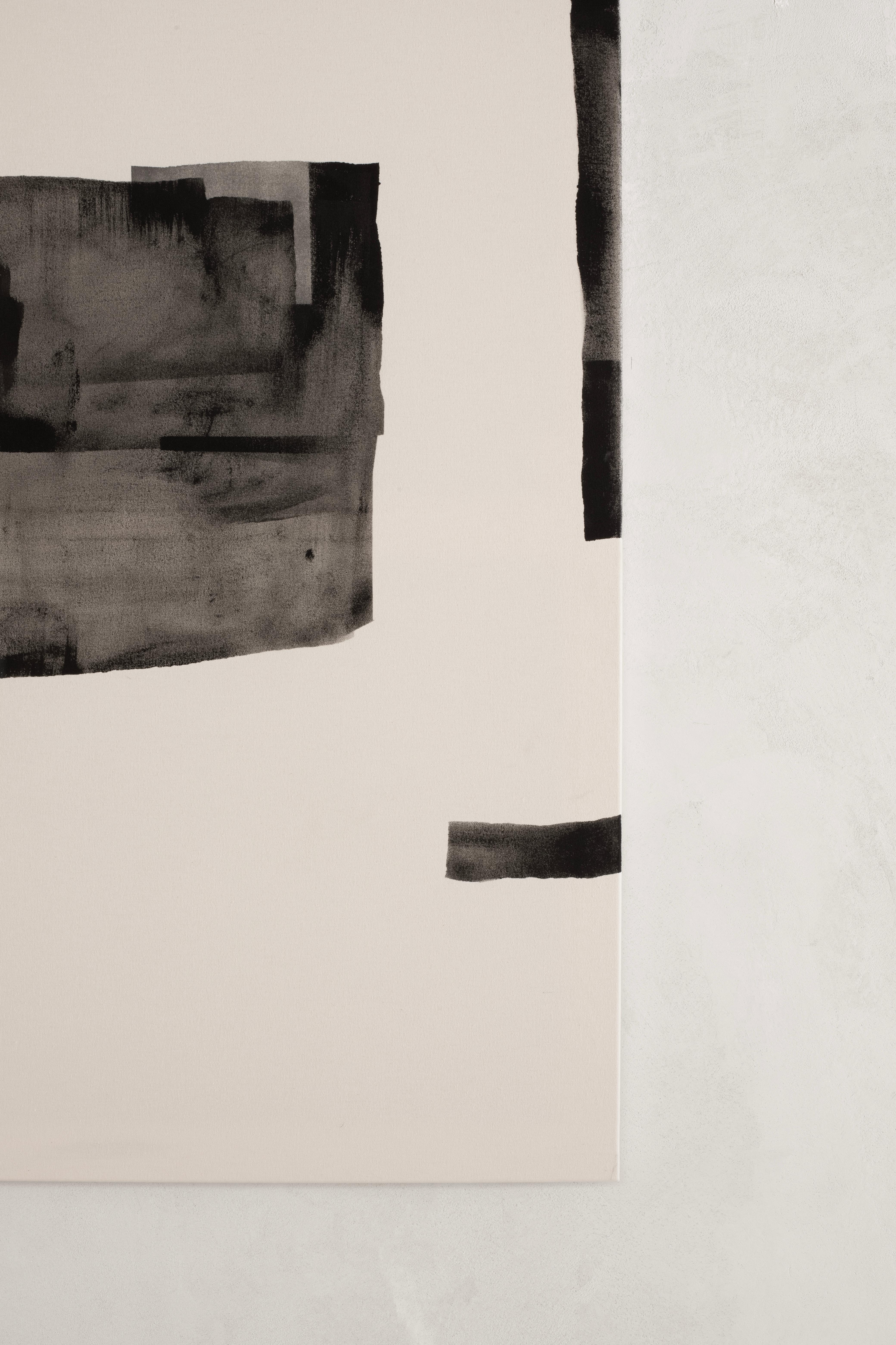 Abstract Triptych Monochrome Composition Layered Textures by Beñat Olaberria For Sale 3