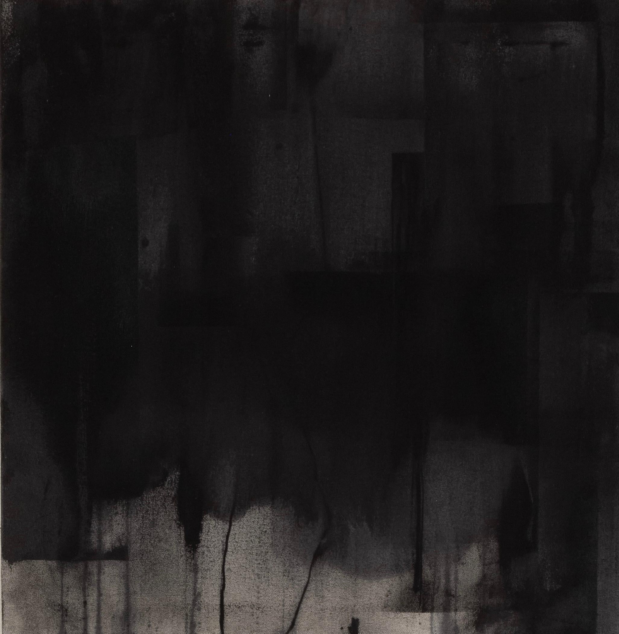 Dark Abstract Monochrome Composition with Layered Textures by Beñat Olaberria For Sale 1