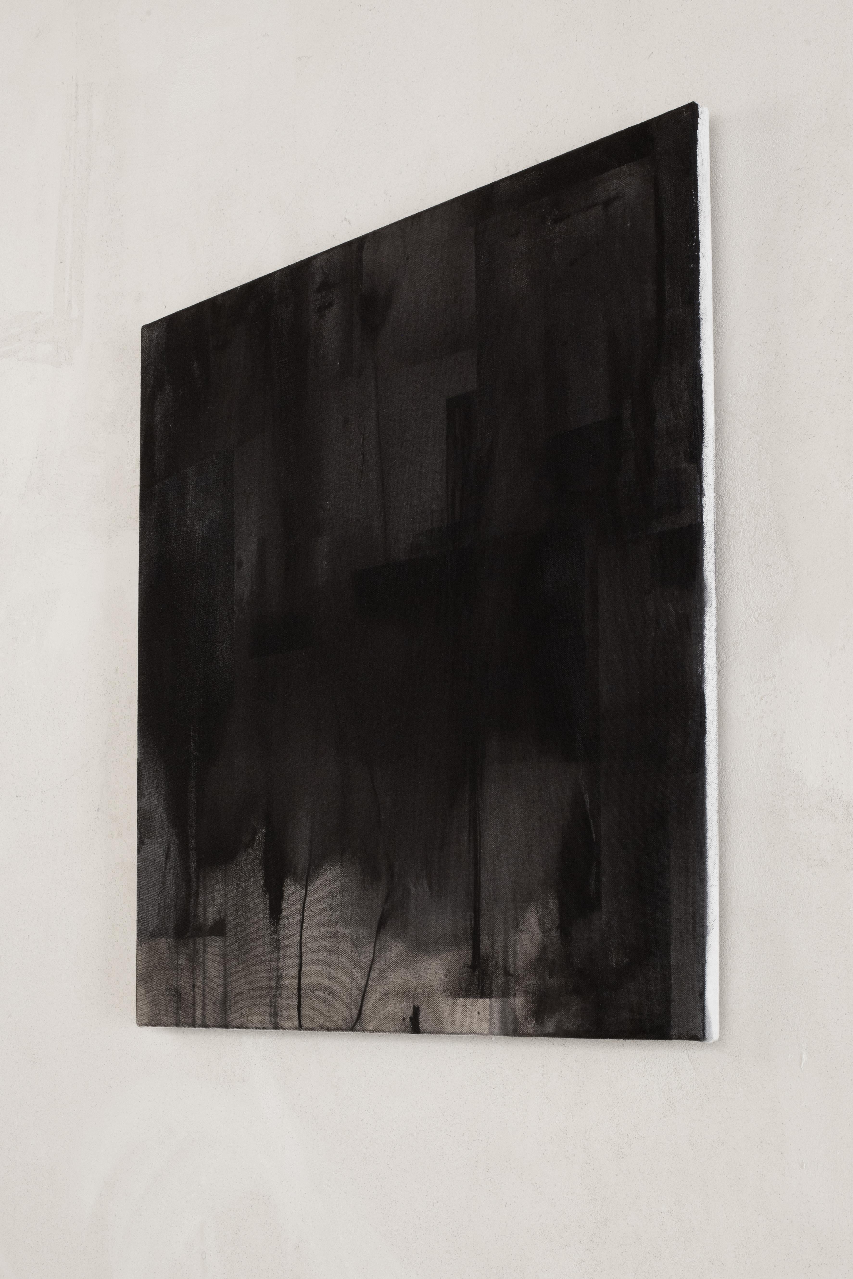 Dark Abstract Monochrome Composition with Layered Textures by Beñat Olaberria For Sale 2