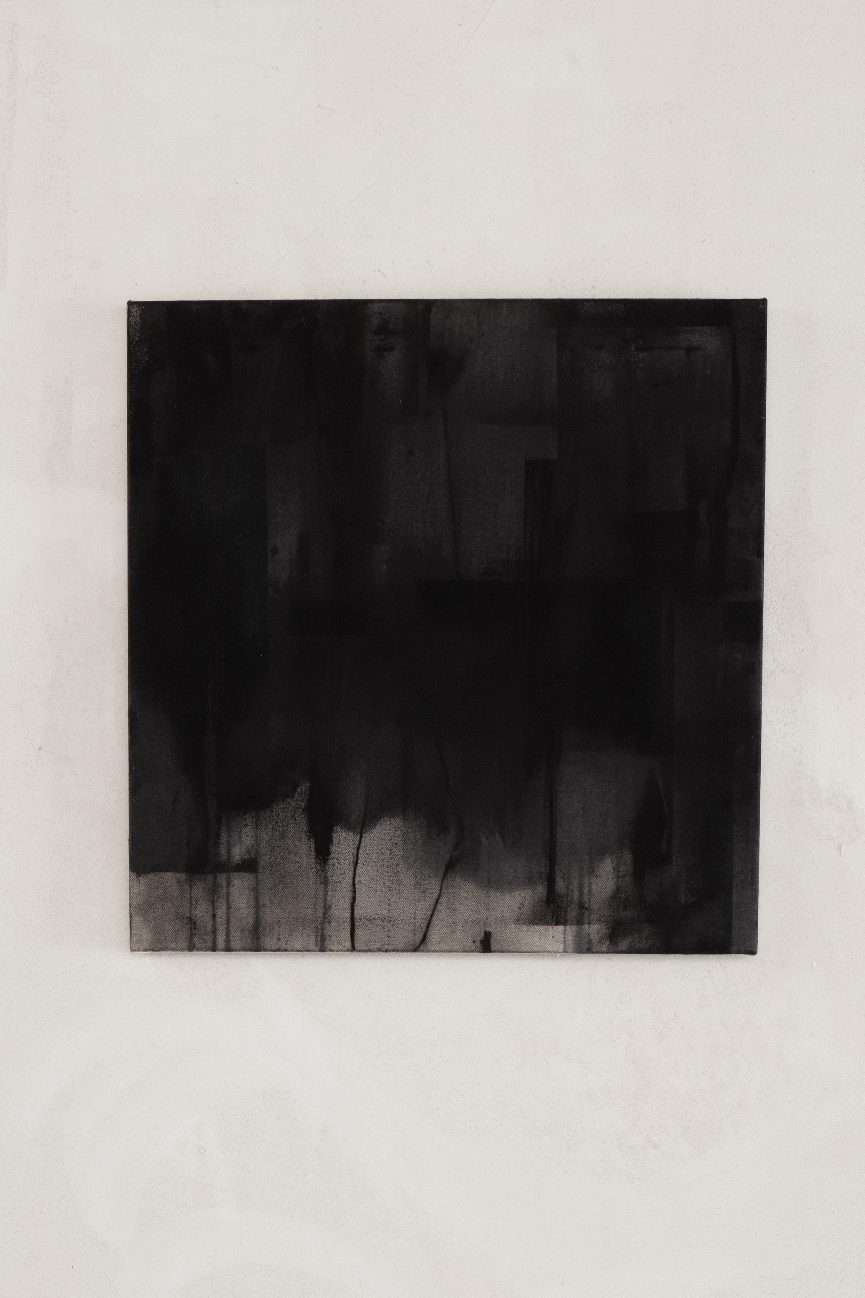 Dark Abstract Monochrome Composition with Layered Textures by Beñat Olaberria For Sale 3